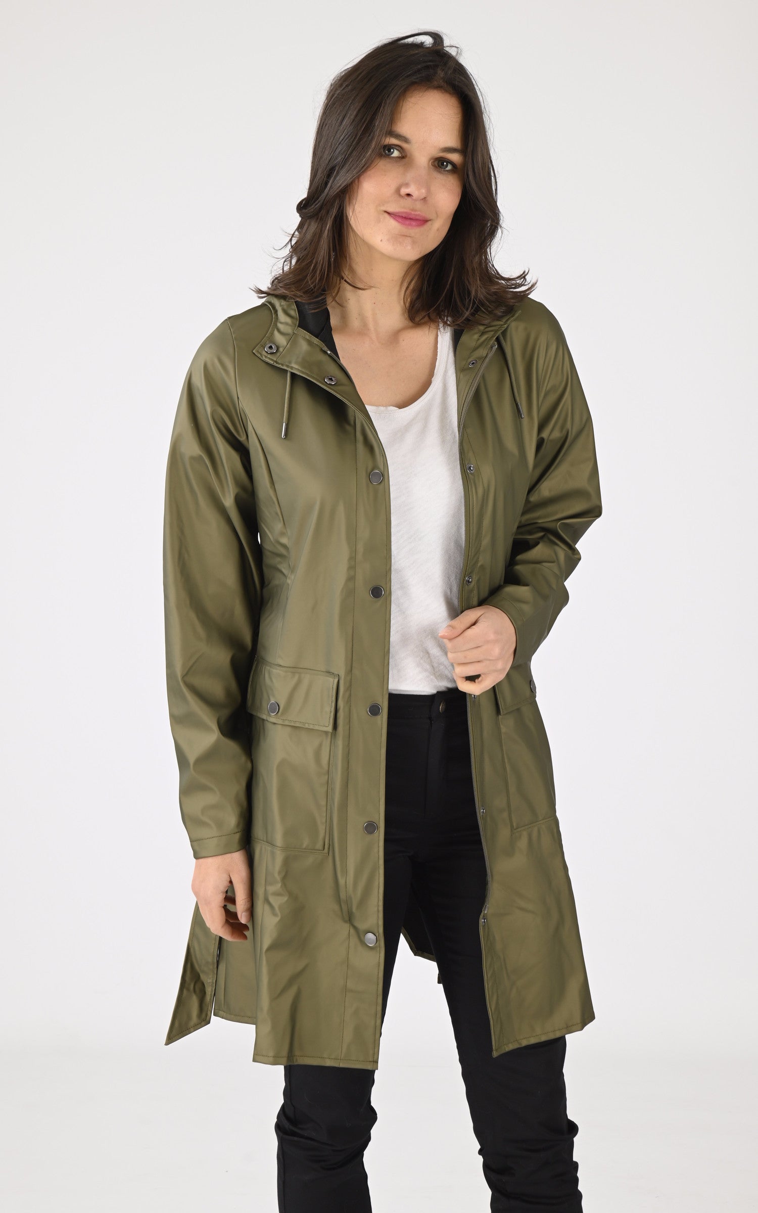 A "18130 CURVE JACKET" Kaki Rains 3/4 Femme opened photo