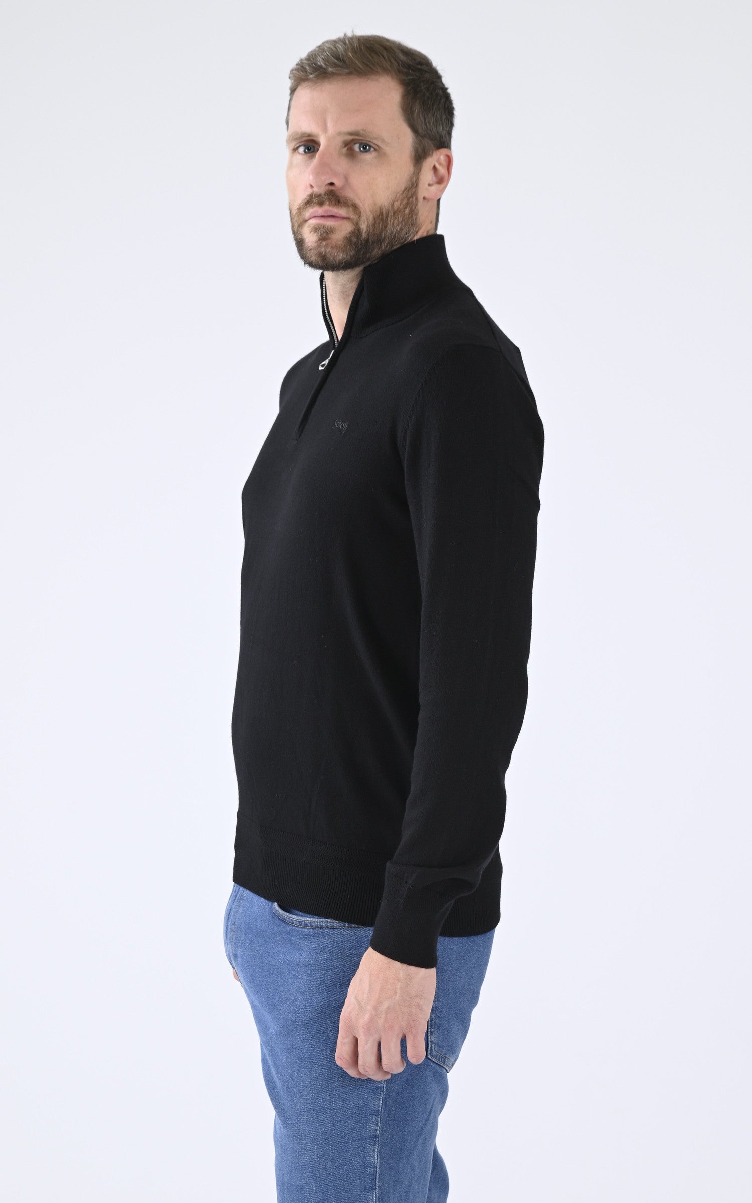 A "PL BEAL 8" Noir Schott Pull Homme closed photo 2