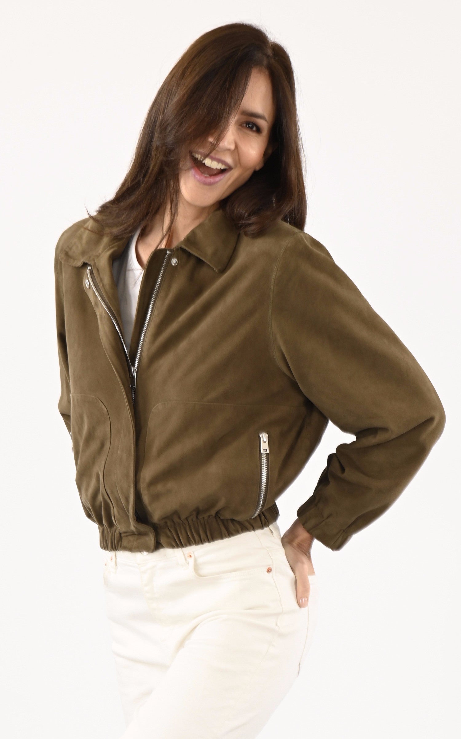 A "CLOTILDE" Kaki Serge Pariente Veste Femme closed photo 2