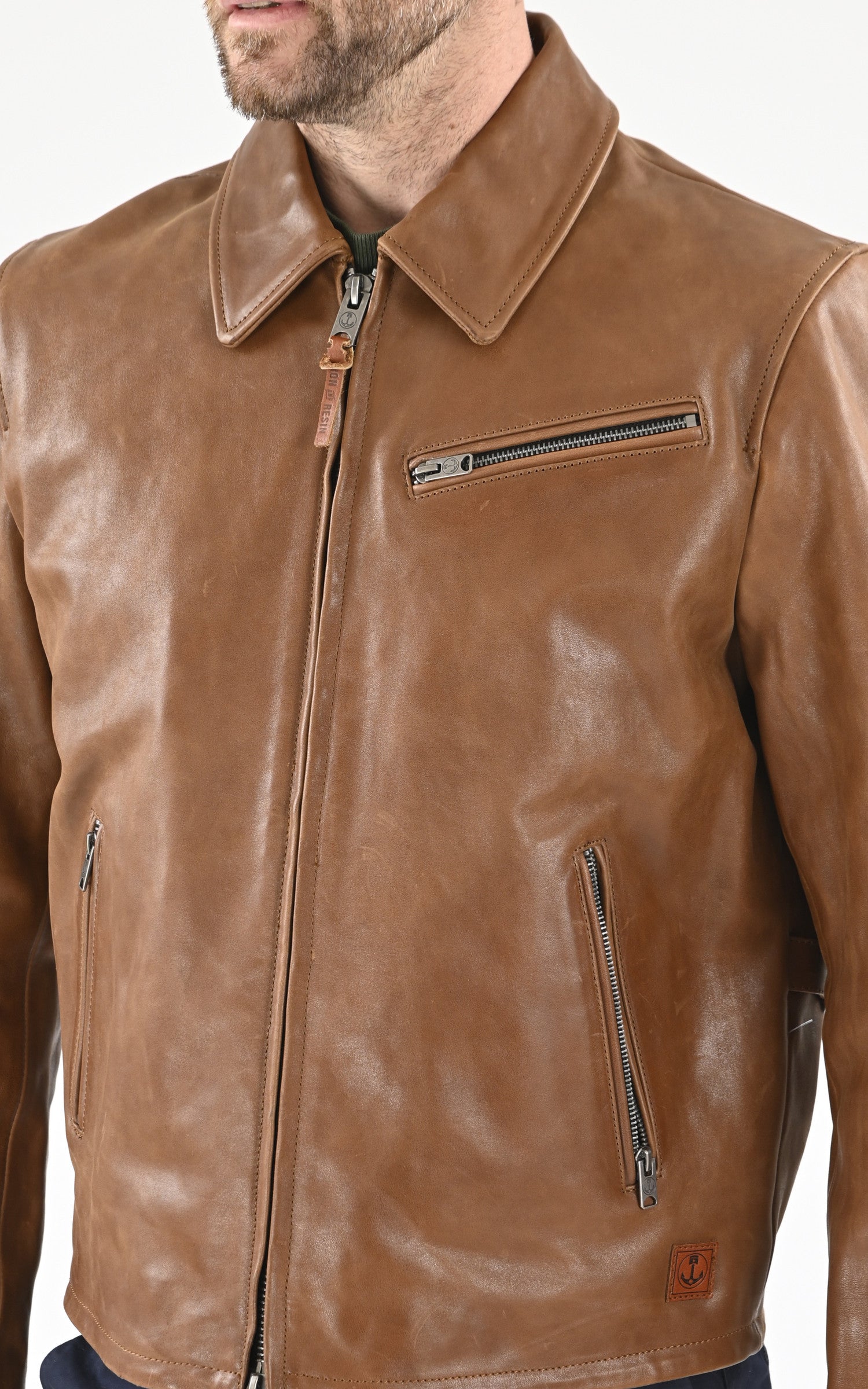 A "GAMBLER 103687" Cognac Iron&Resin Blouson Homme details photo