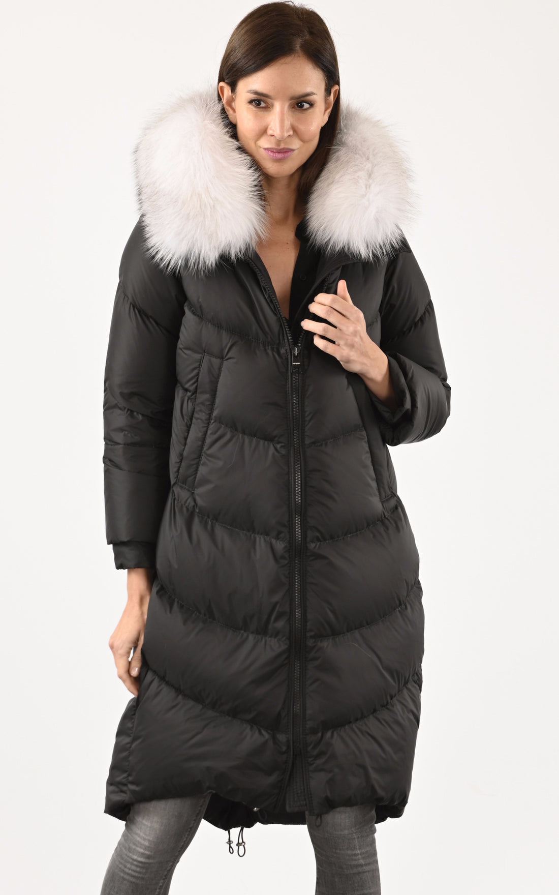 A "CLIZIONE" Noir Flo&Clo 7/8 Doudoune Femme closed photo