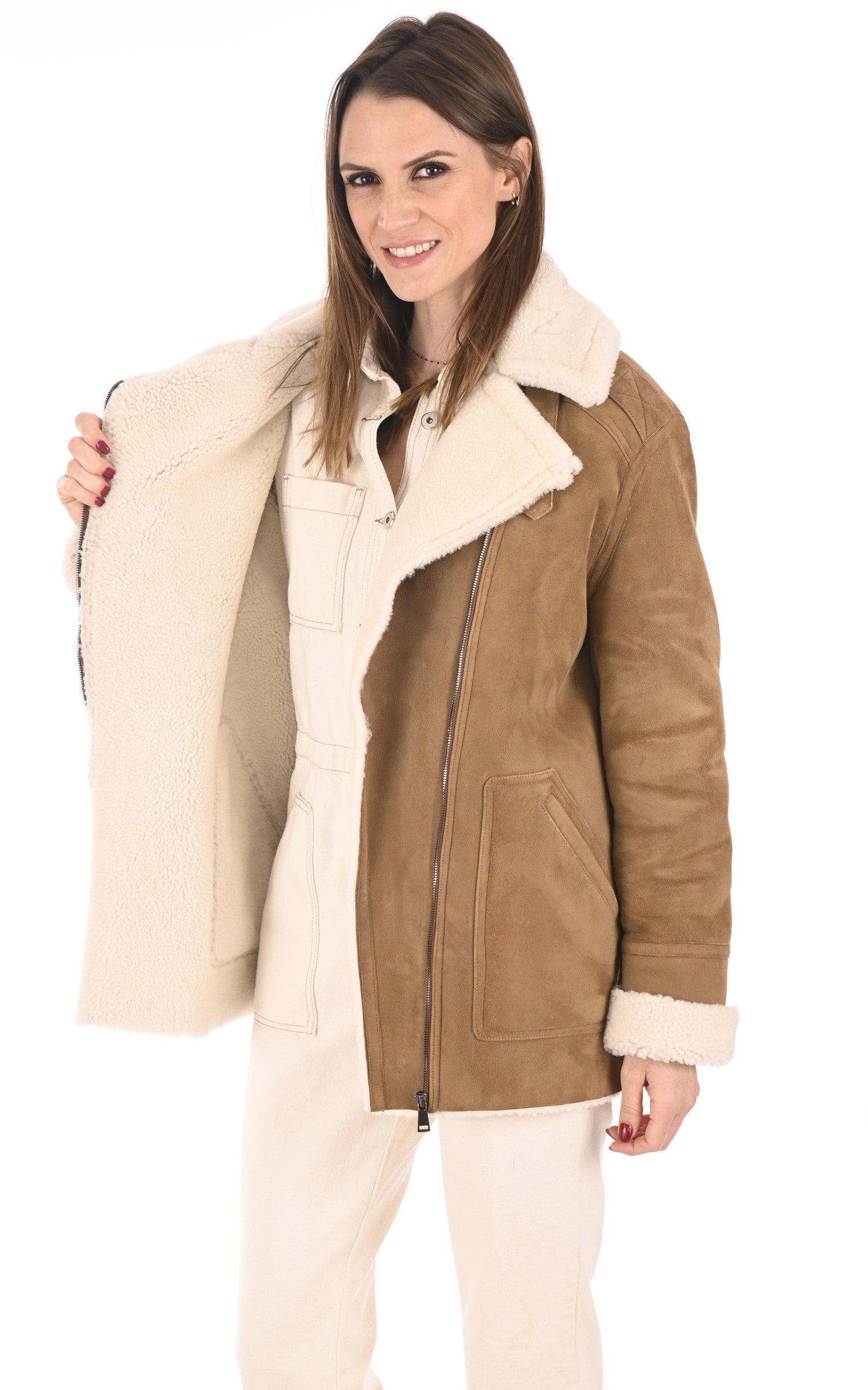 A "ARLANE FF" Camel La Canadienne Veste Femme interior photo