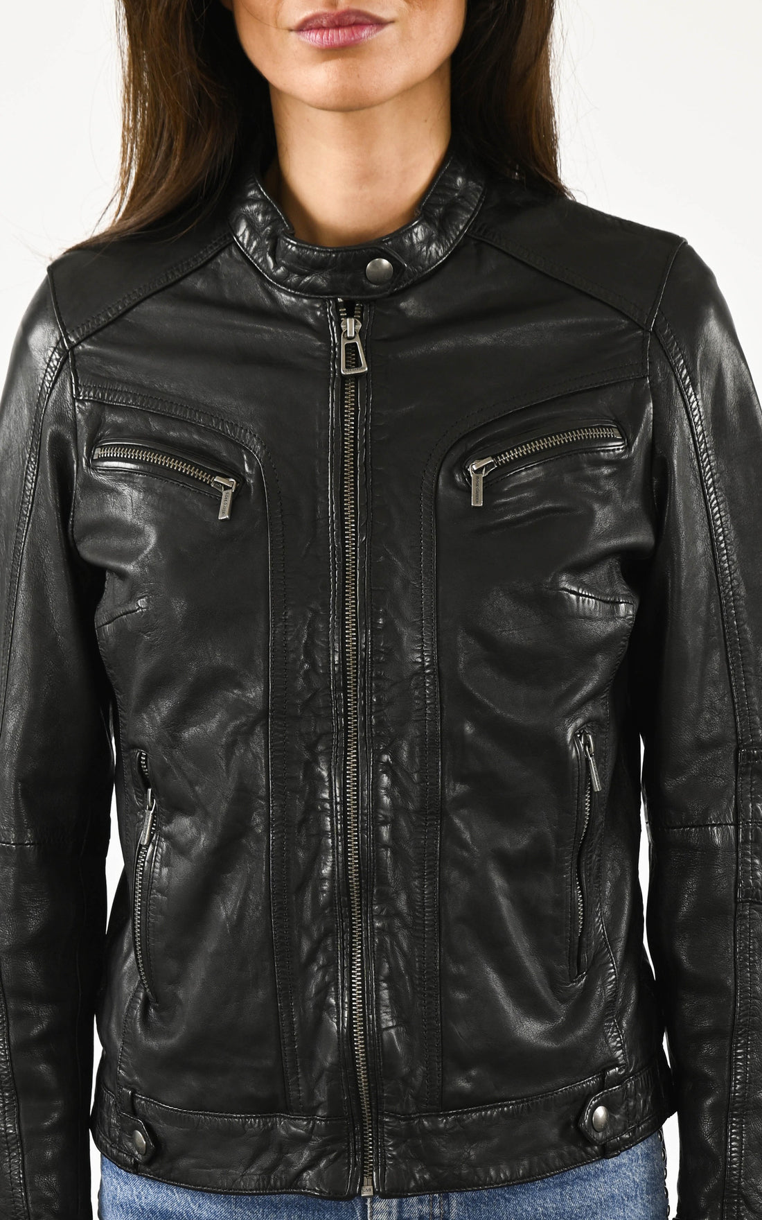 A "SILENE 100104" Noir Rose Garden Blouson Femme closed photo
