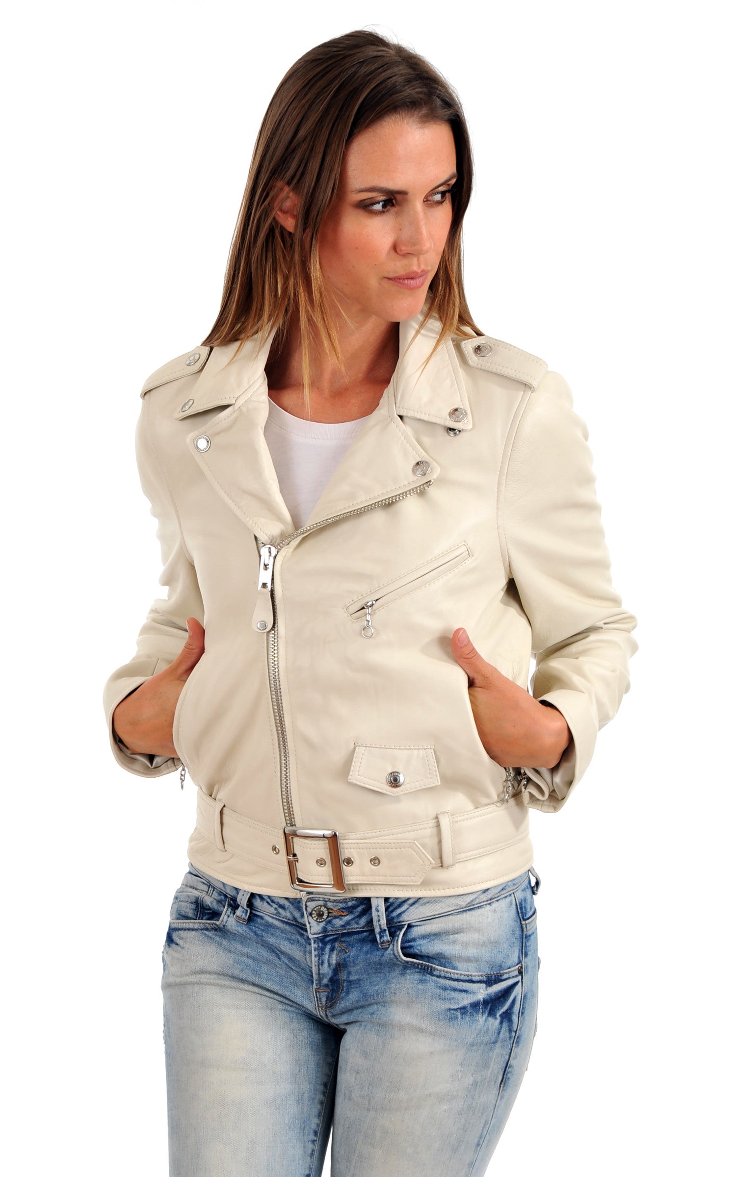 A "LCW8600" Blanc Schott Blouson Femme closed photo