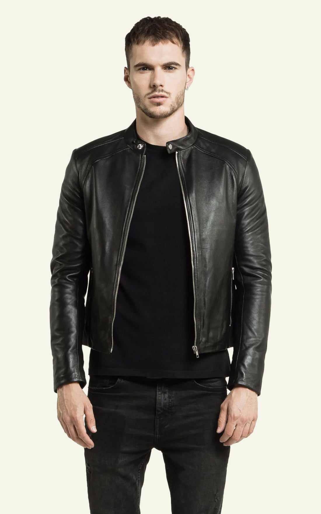 A "LENI AGN" Noir Serge Pariente Blouson Homme opened photo