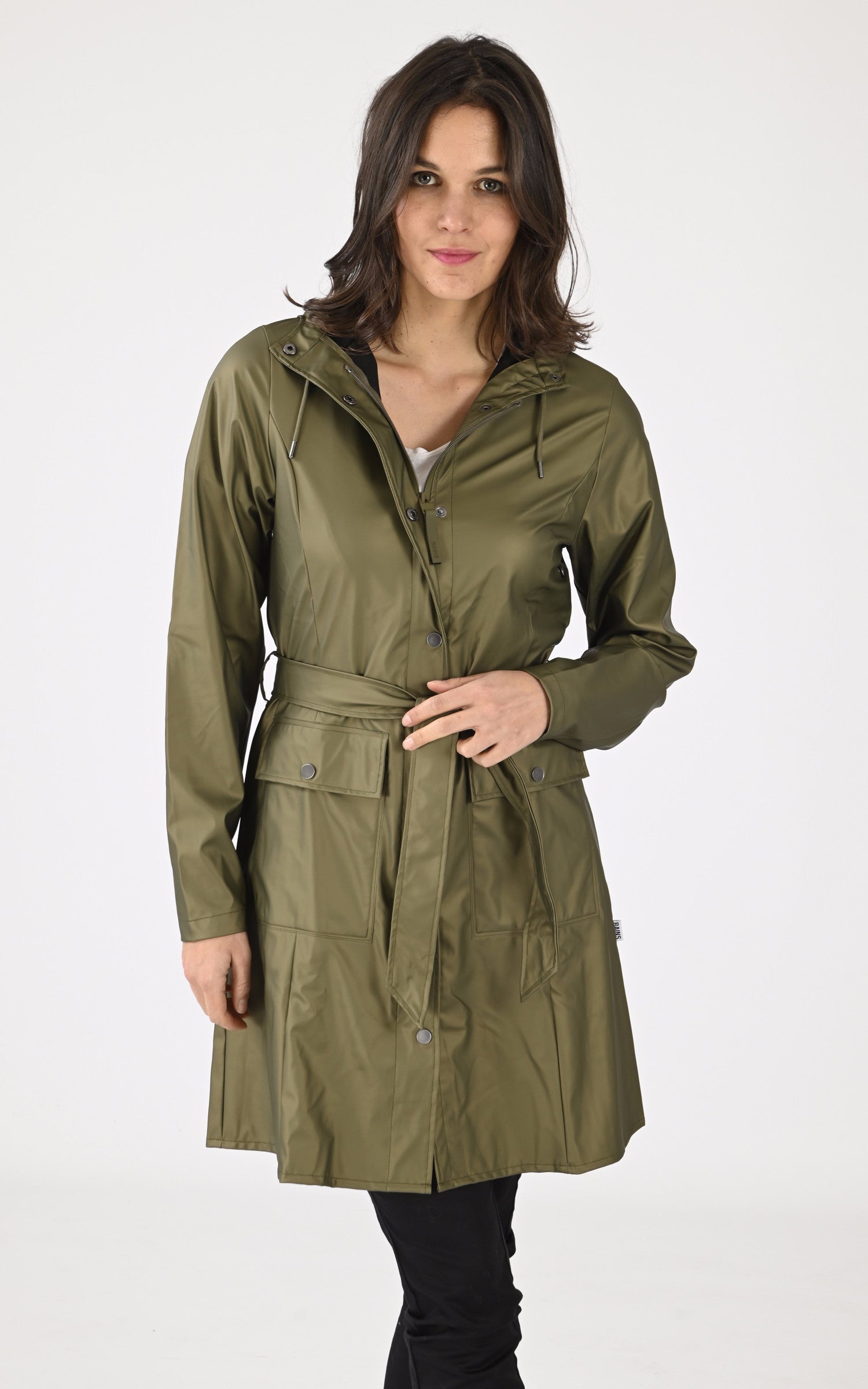 A "18130 CURVE JACKET" Kaki Rains 3/4 Femme closed photo