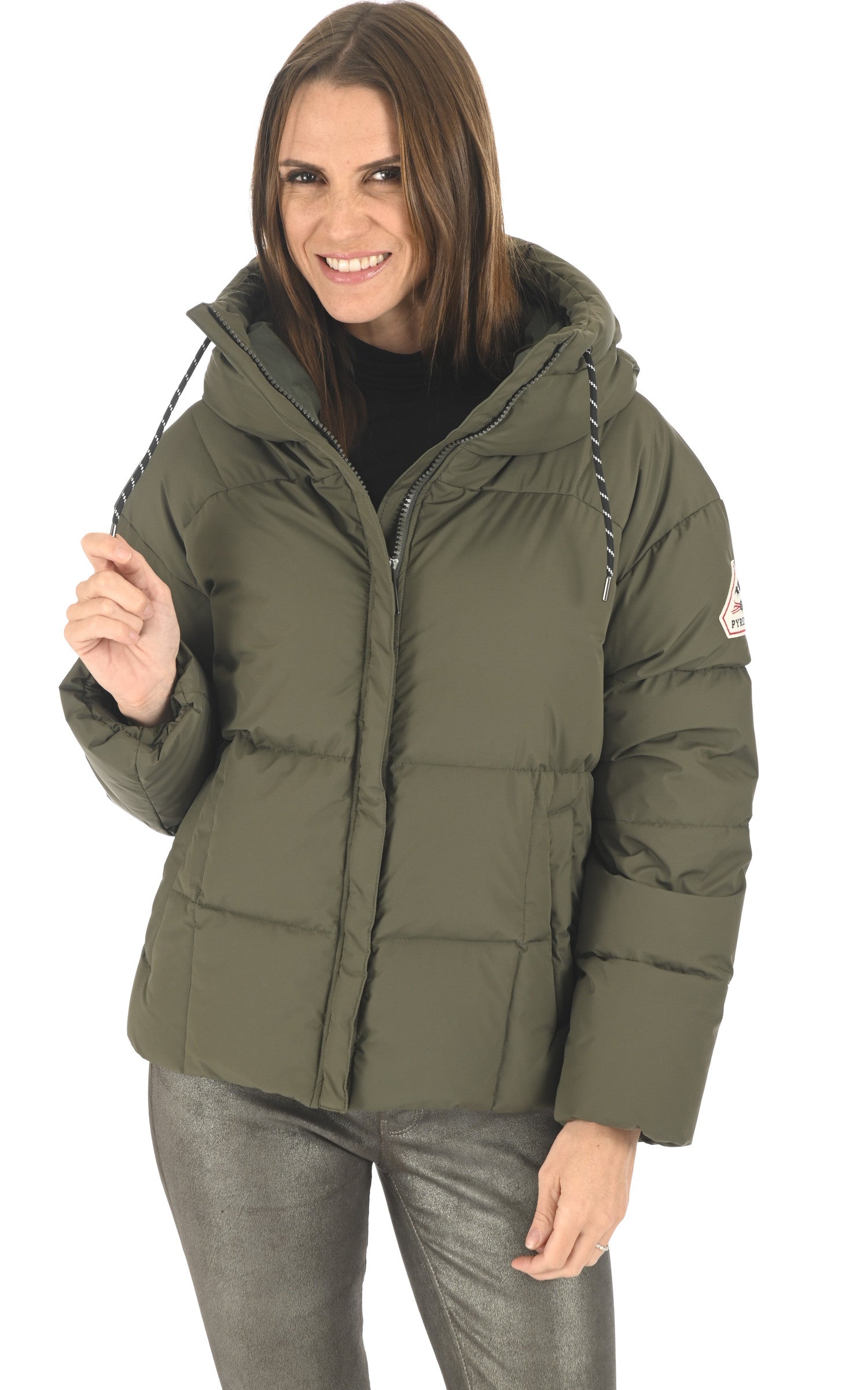 A "HARMONIE 3" Deep khaki Pyrenex Bl Doudoune Femme closed photo