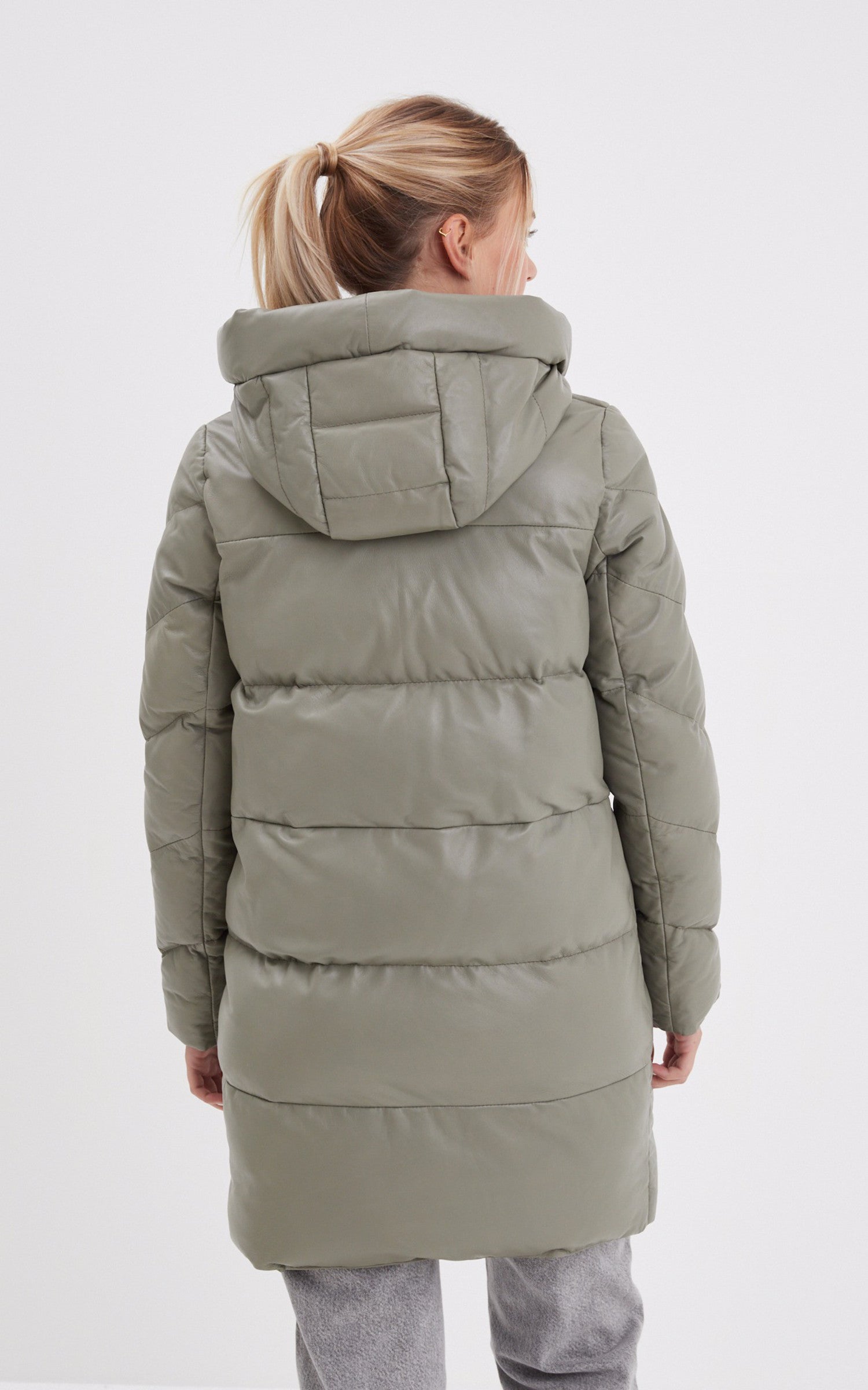A "OLGAR 103089" Kaki Clair Rose Garden 3/4 Doudoune Femme details photo 4