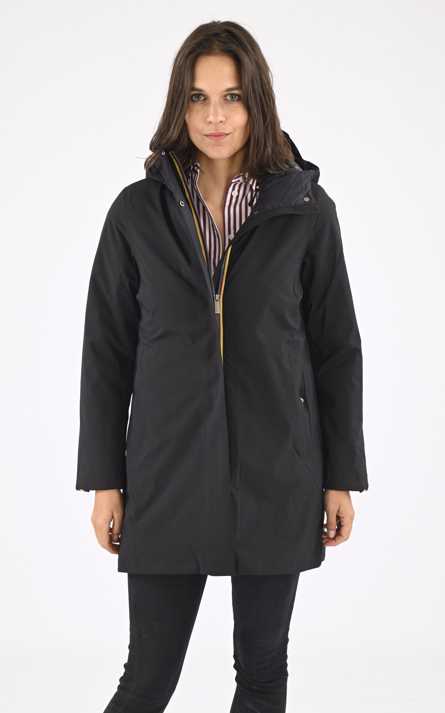 A "MATHIEL BONDED K5136DW" Noir K-Way 3/4 Doudoune Femme closed photo