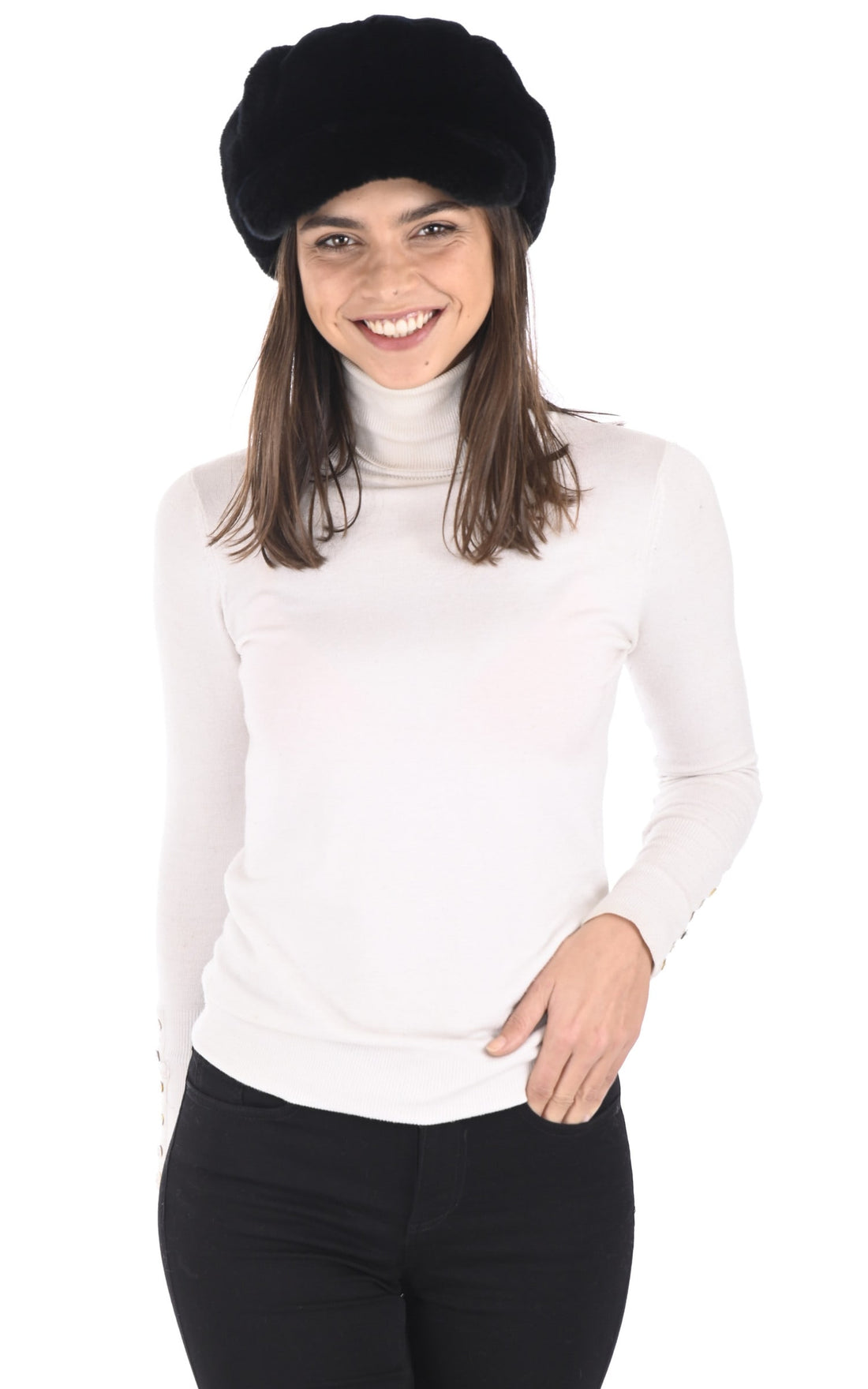 Casquette Fourrure Accessoire Tsanikidis, modèle 3636 de couleur noir