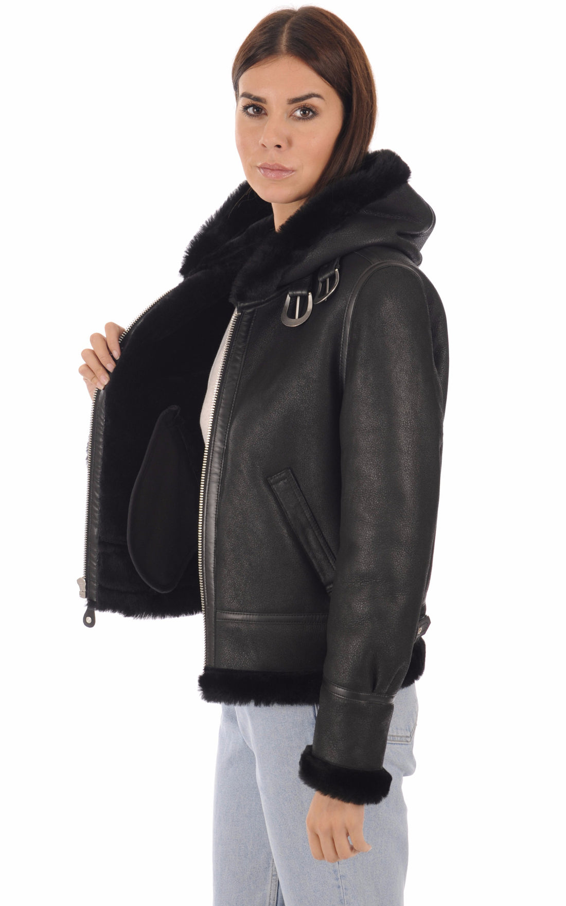 A "LCW1257H" Noir Schott Bombardier Femme opened photo