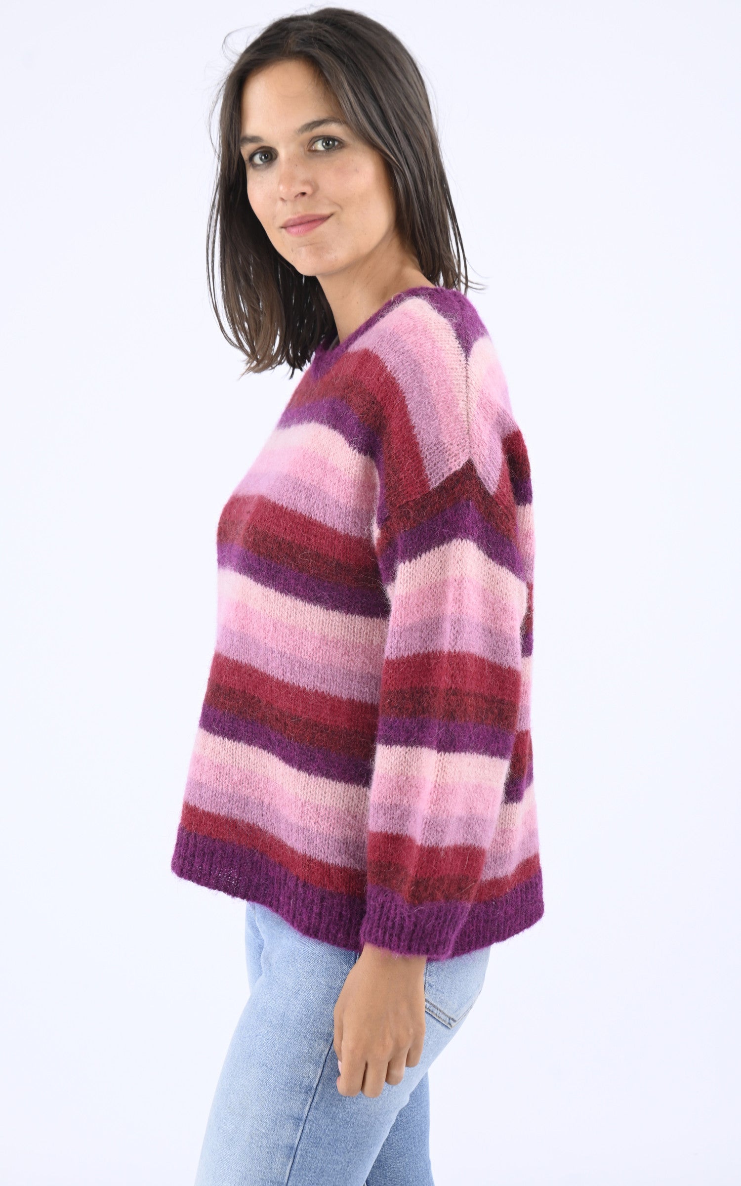 A "MOLLY" Prune Les Tricots de Léa Pull Femme closed photo