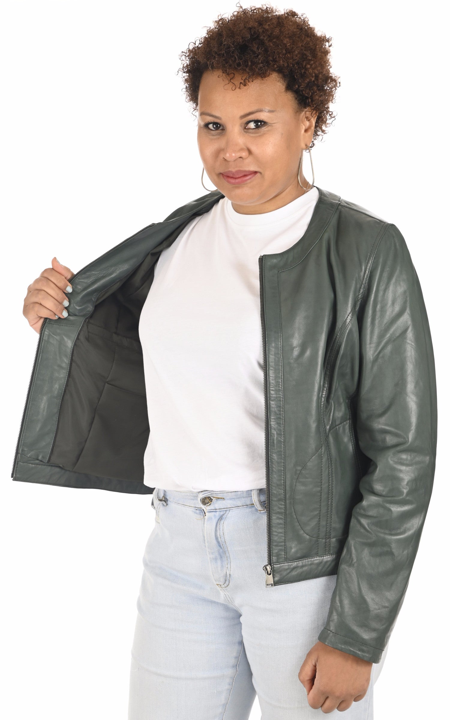 A "FAY COMFORT" Vert La Canadienne Blouson Femme interior photo