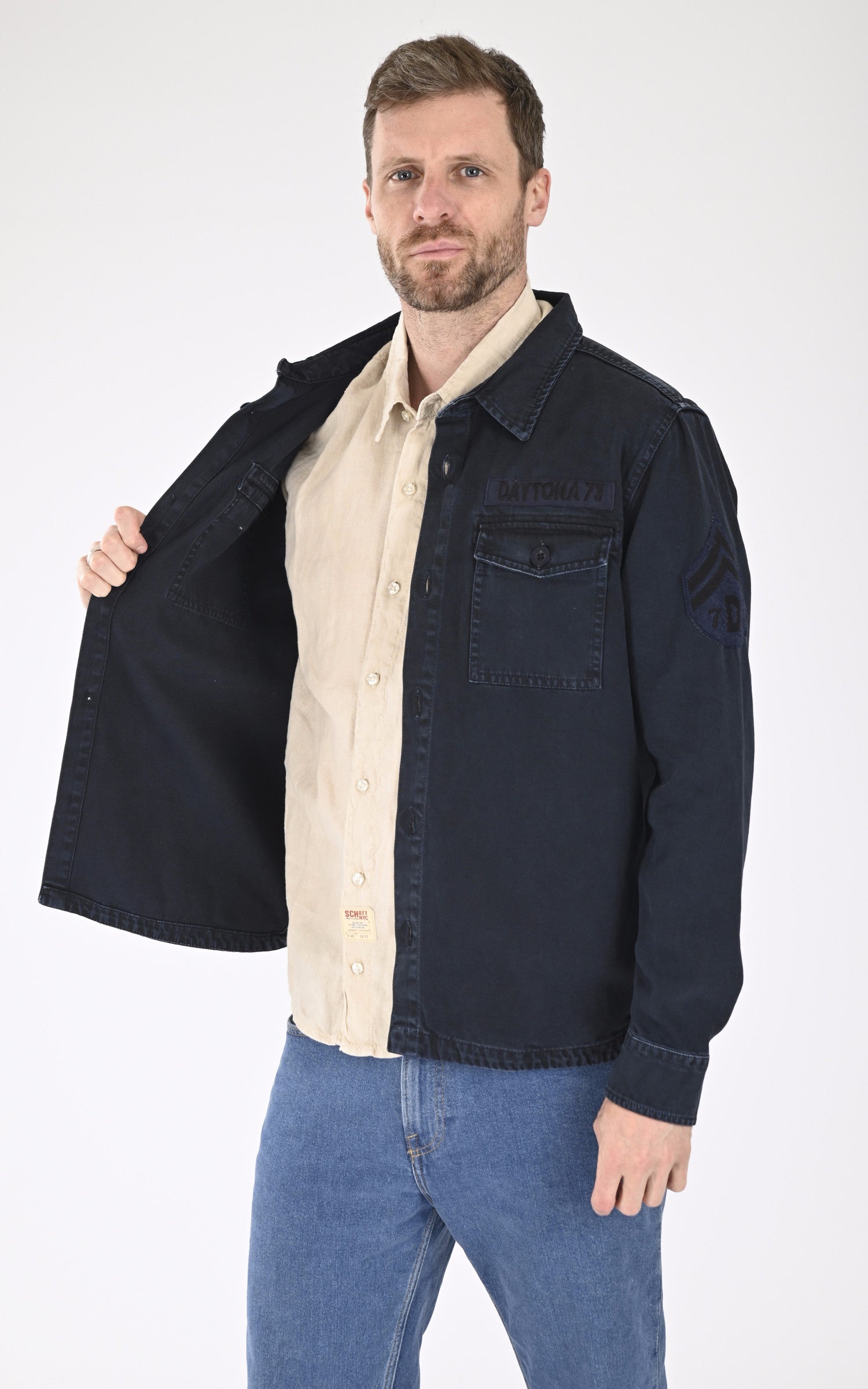 A "MELHART 102668" Bleu Marine Daytona 73 Chemise Homme interior photo
