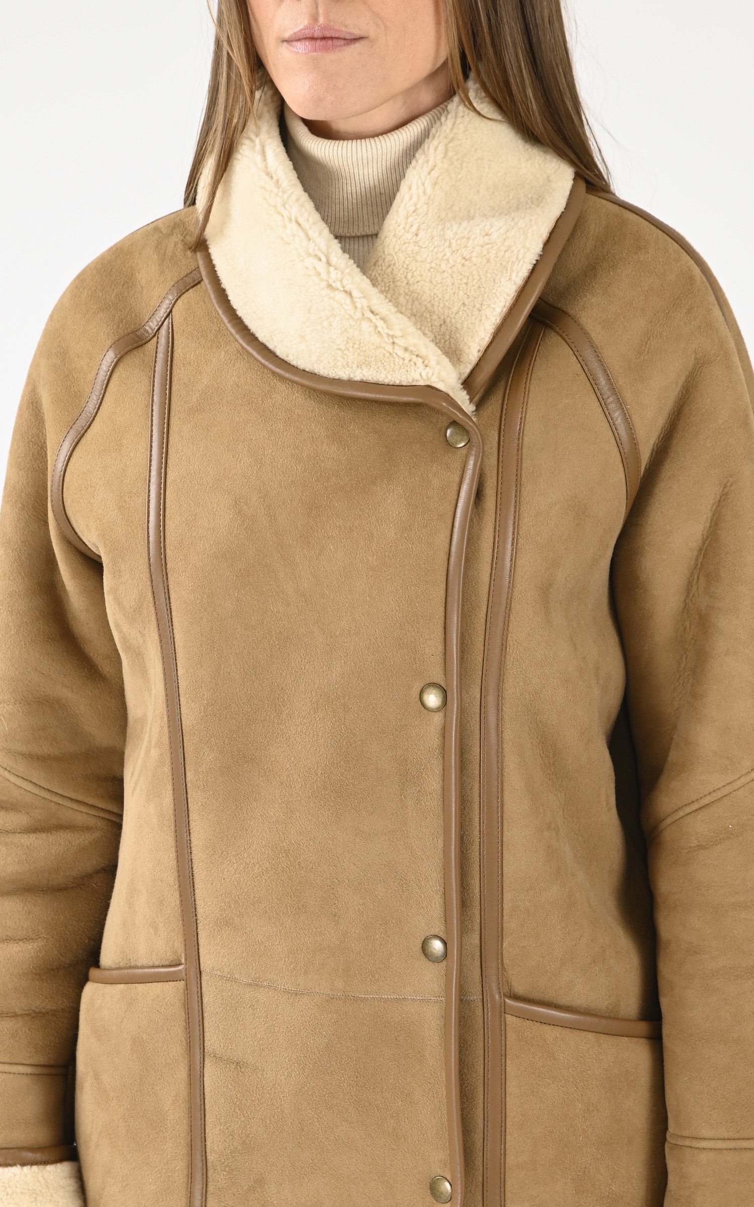 A "SERENA LUNGO" Camel La Canadienne 3/4 Femme details photo 5