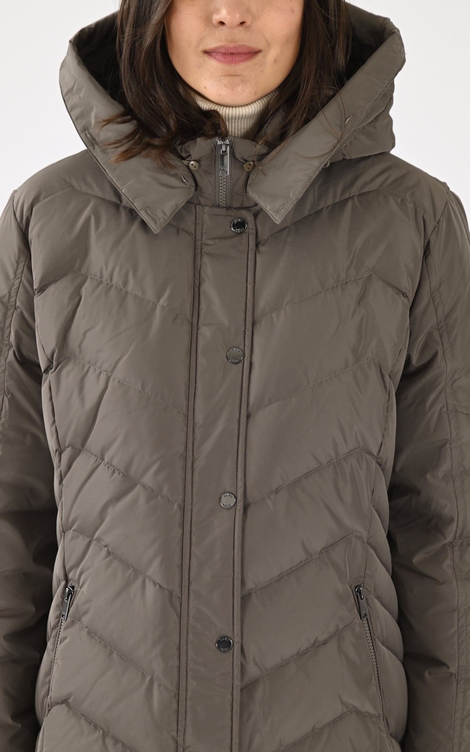 A "JEMMA CONFORT 11579" Taupe Saki 3/4 Doudoune Femme details photo 5