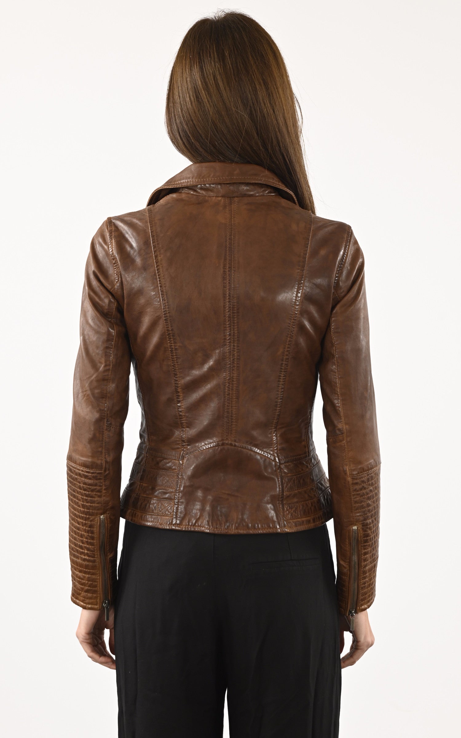 A "JULIETTE" Cognac Rose Garden Blouson Femme back photo 4