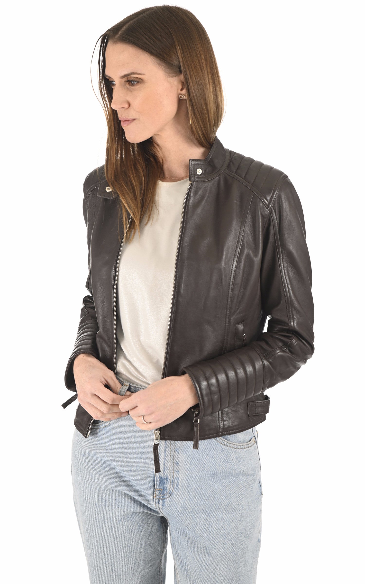 A "LOUISE" Marron Serge Pariente Blouson Femme opened photo