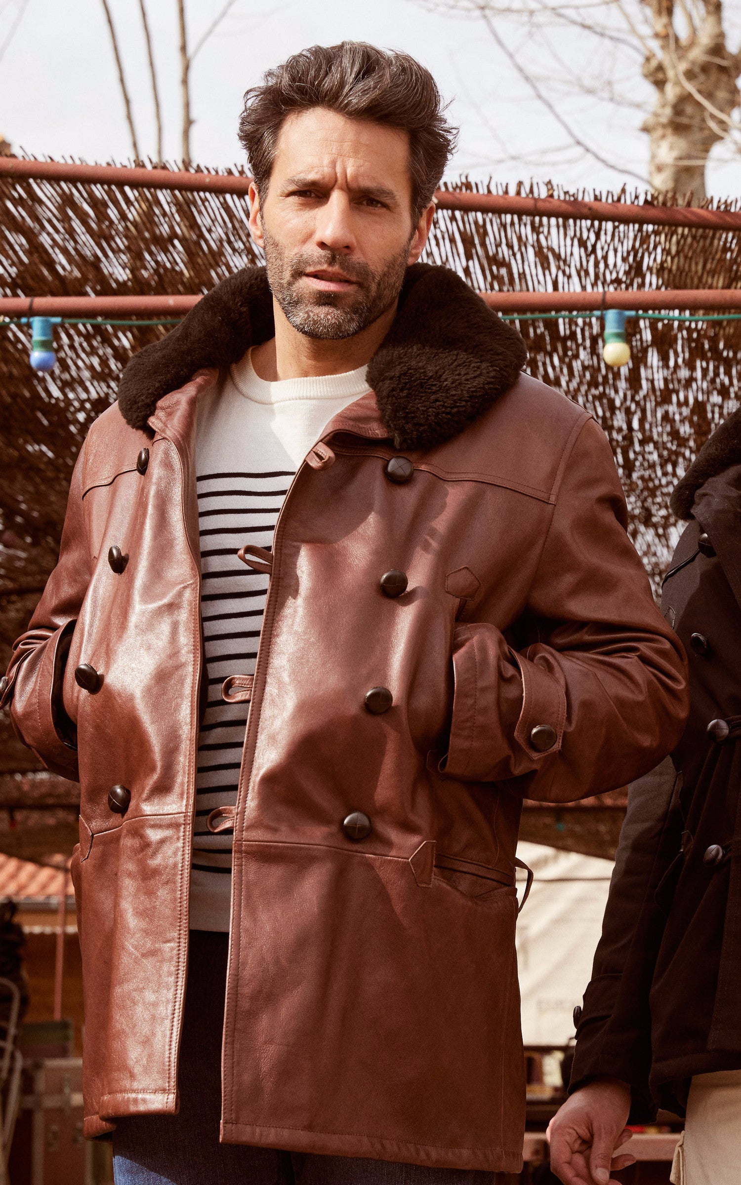 Cuir Homme Manteau Homme Canadienne Canadienne Cuir D'agneau