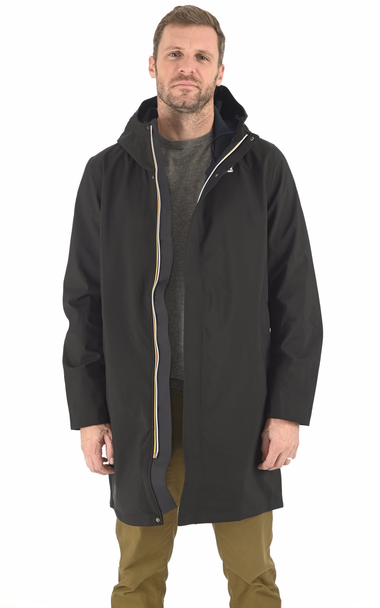 A "THOMAS BONDED K7126WW" Noir K-Way 3/4 Homme opened photo 1