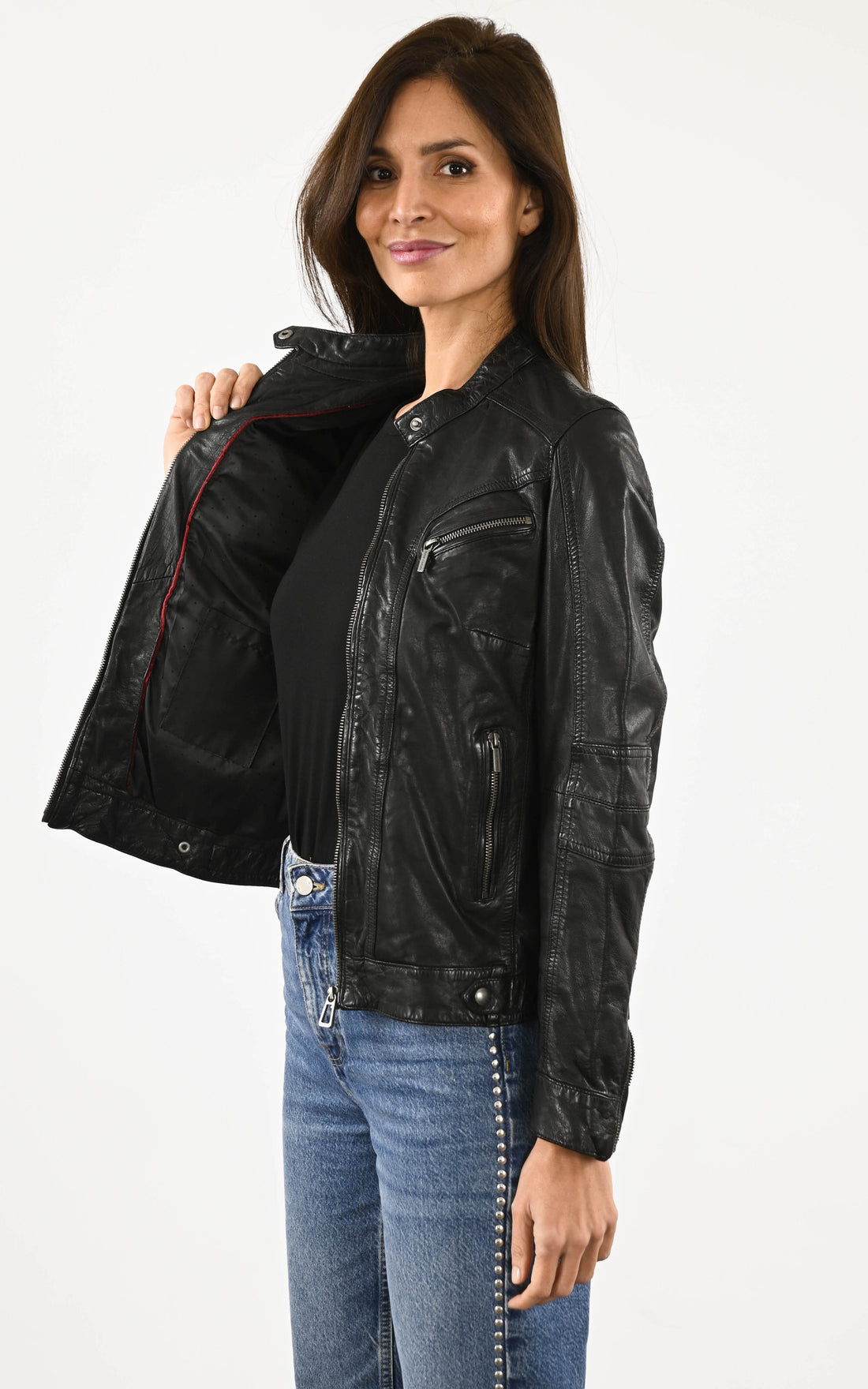 A "SILENE 100104" Noir Rose Garden Blouson Femme closed photo