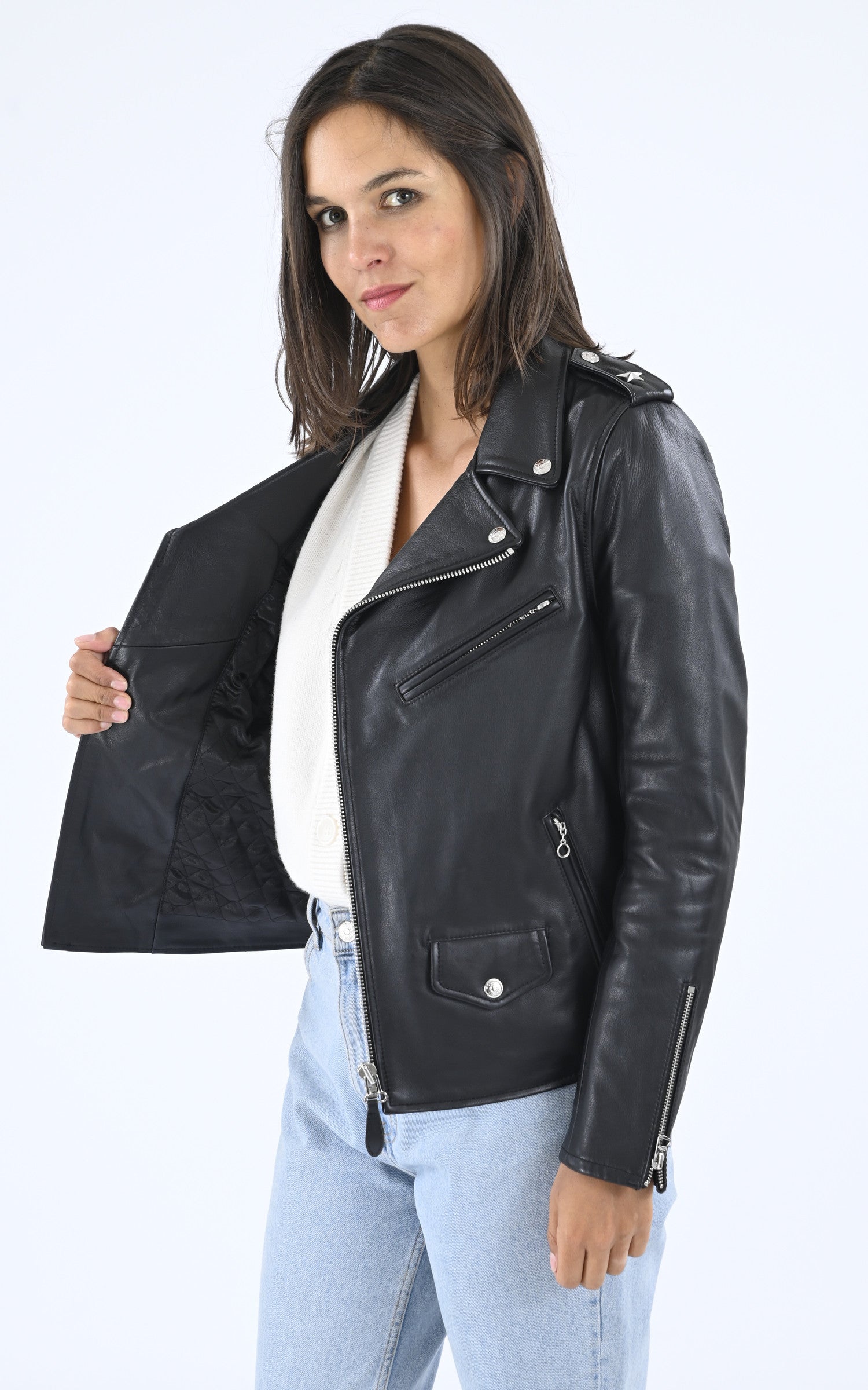 A "LCW 1637X" Noir Schott Perfecto Femme interior photo
