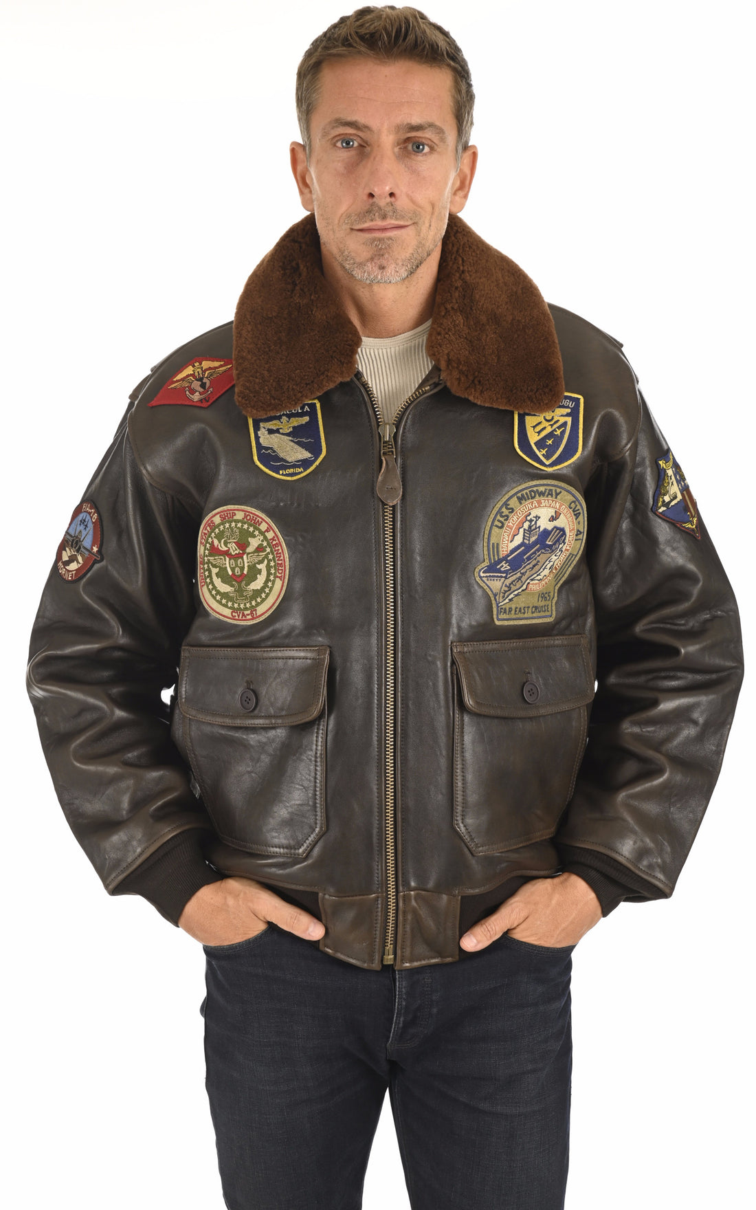 A "G1TG" Marron Schott Pilote Homme opened photo