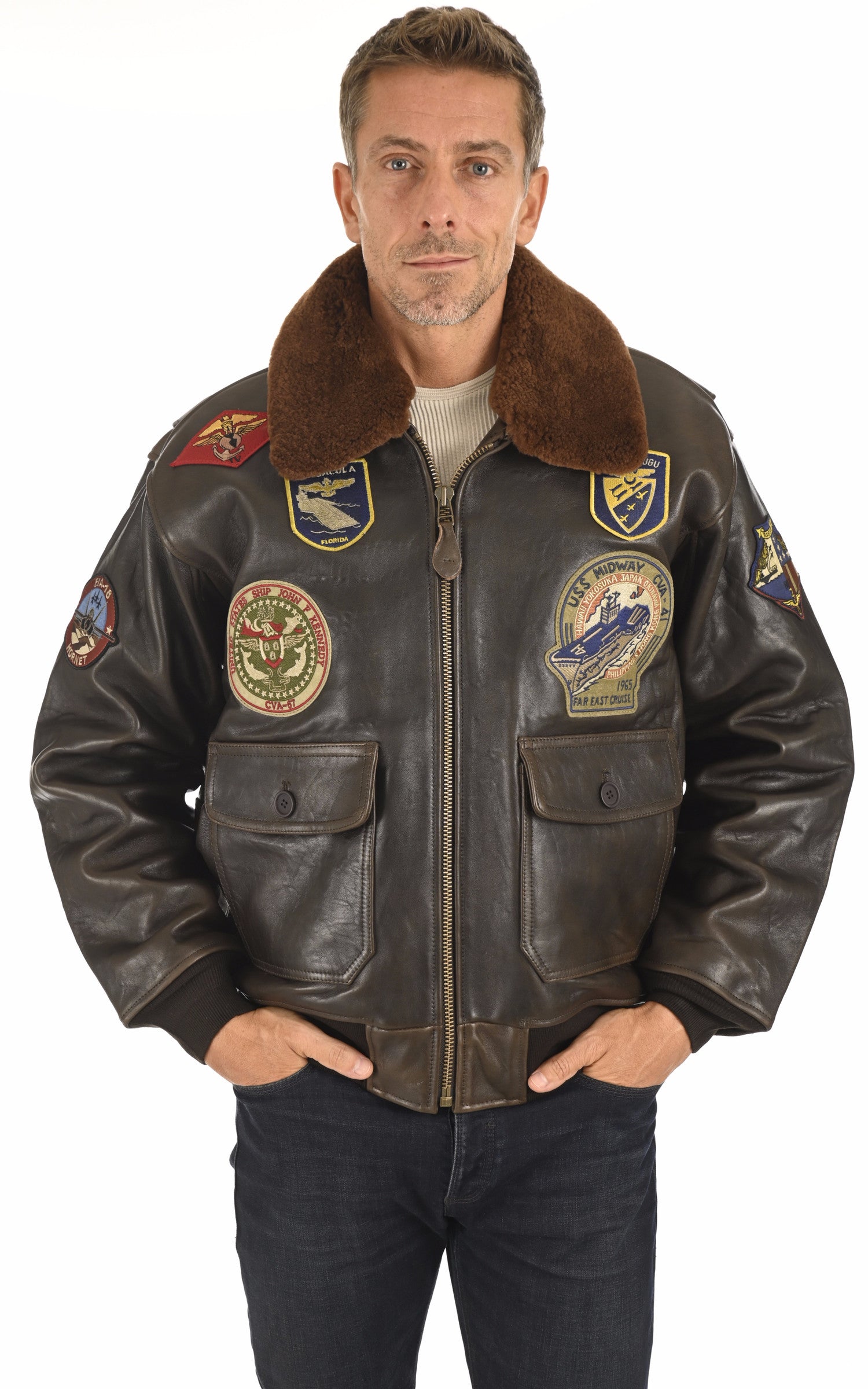 A "G1TG" Marron Schott Pilote Homme closed photo