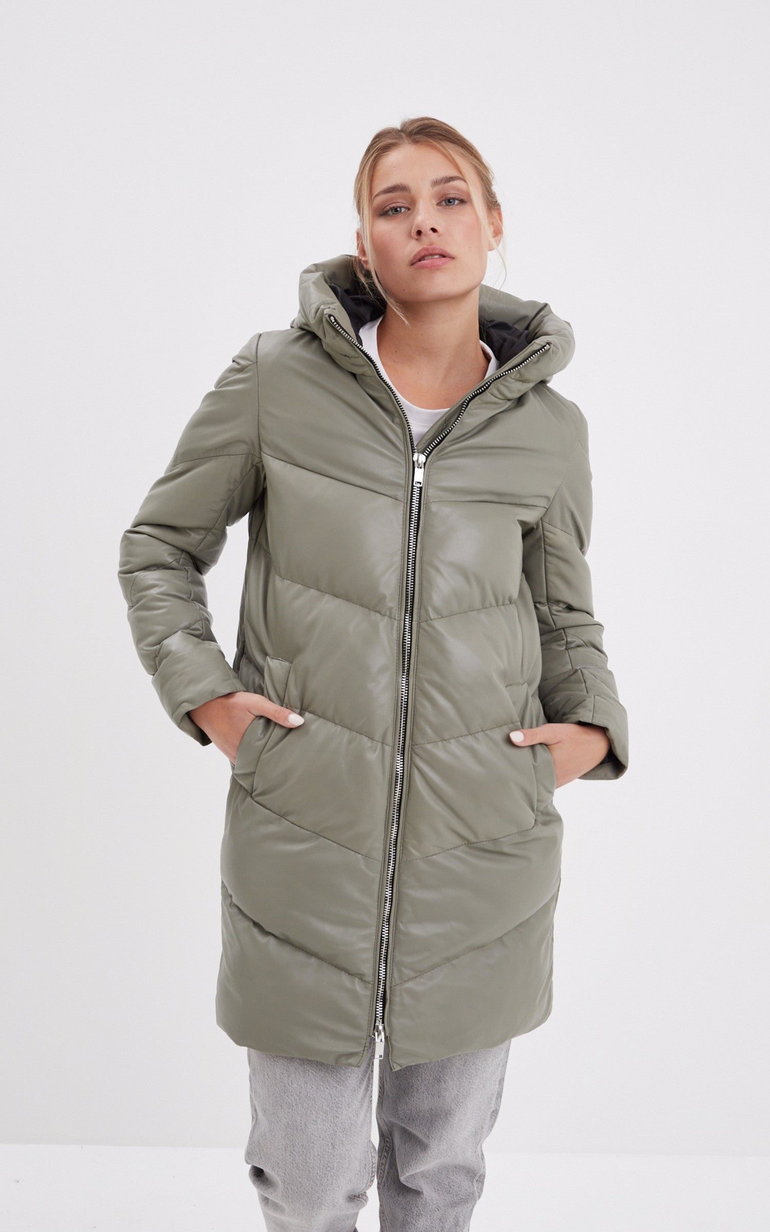 A "OLGAR 103089" Kaki Clair Rose Garden 3/4 Doudoune Femme opened photo 1