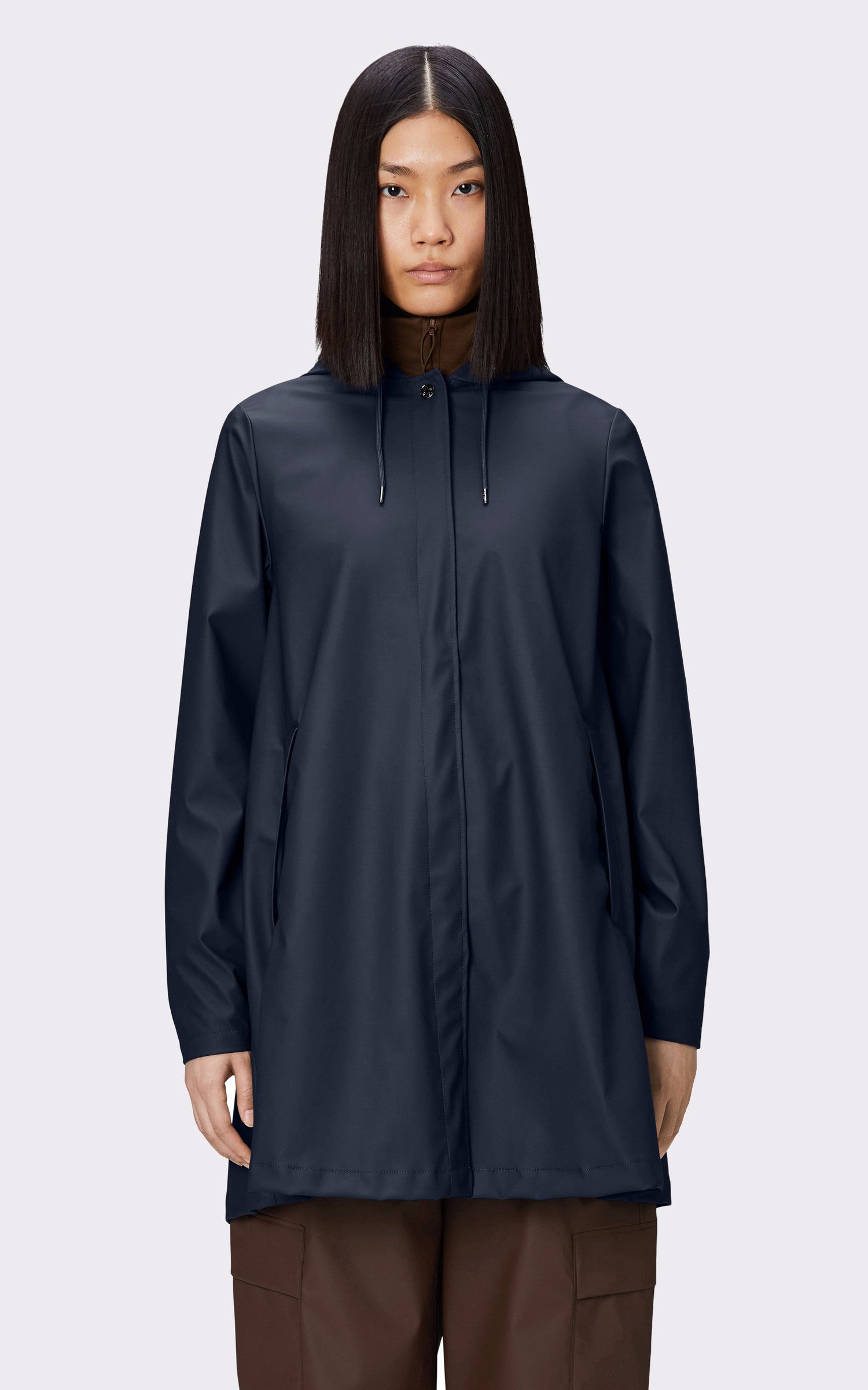 A "18050 A-LINE JACKET" Marine Rains 3/4 Femme opened photo