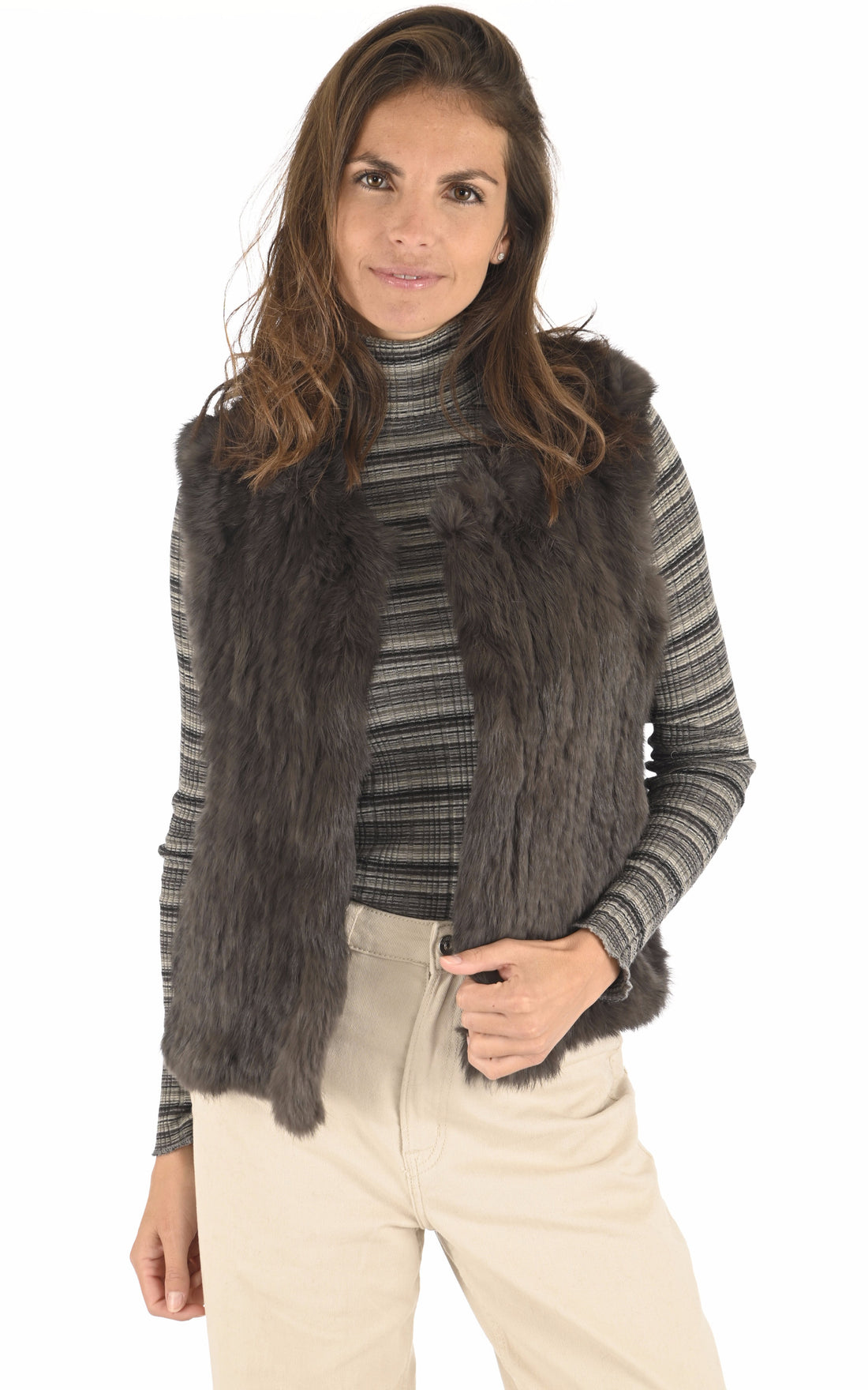 A "GILET 60" Marron La Canadienne Veste Femme opened photo