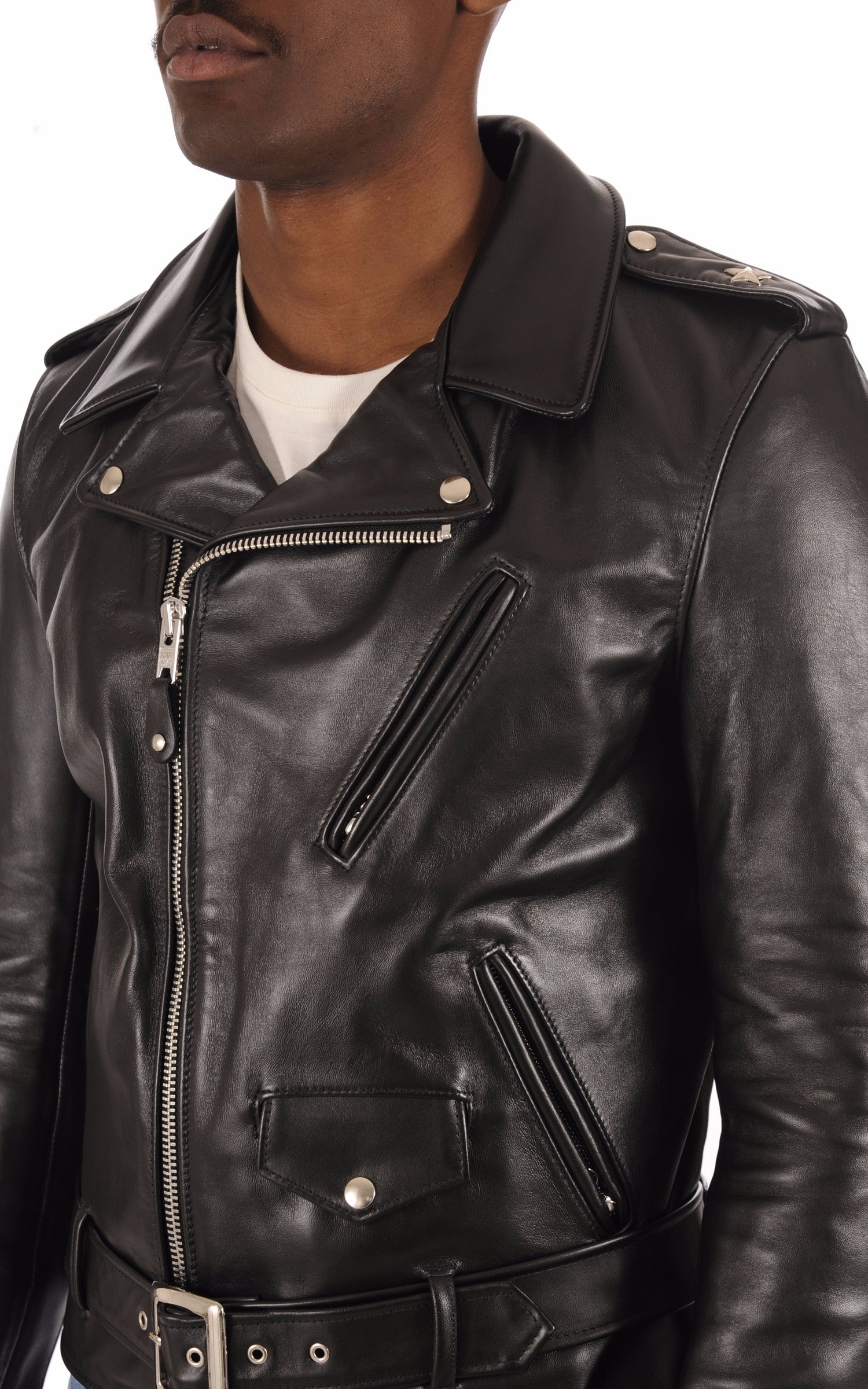 A "613SH" Noir Schott Perfecto Homme details photo
