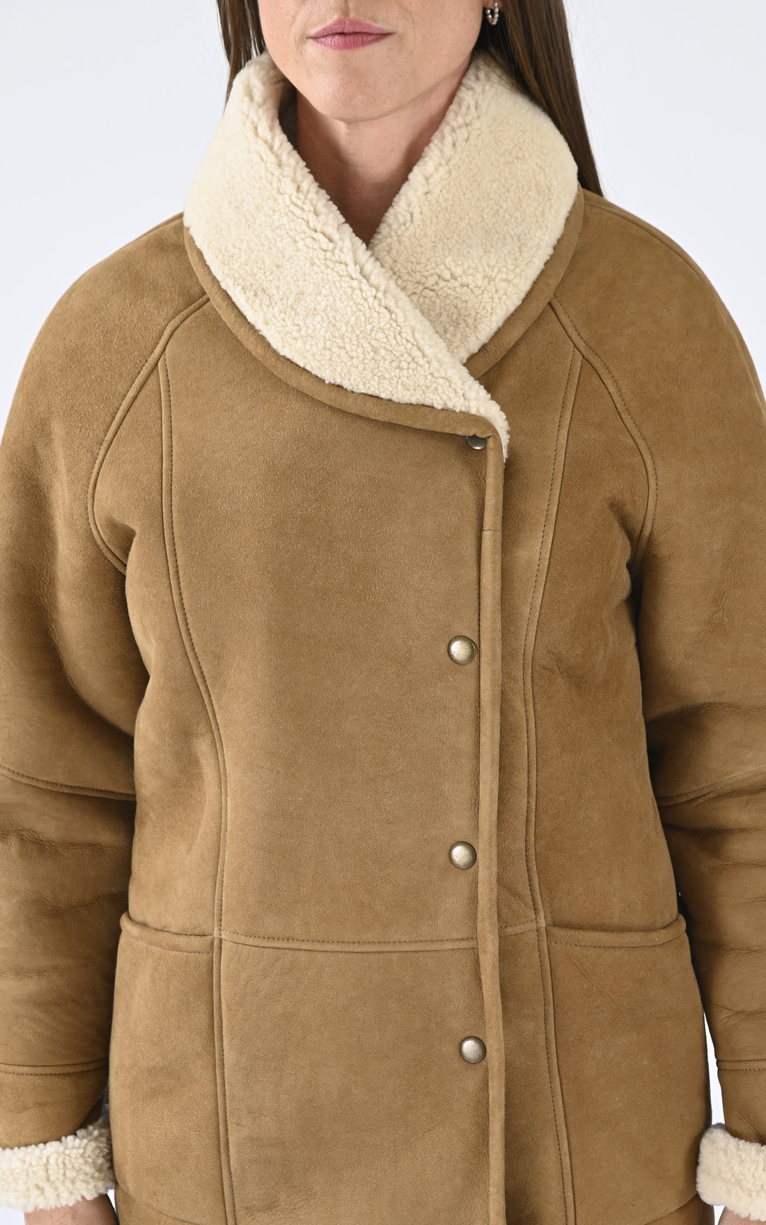 A "SERENA CORTO" Camel La Canadienne Veste Femme closed photo