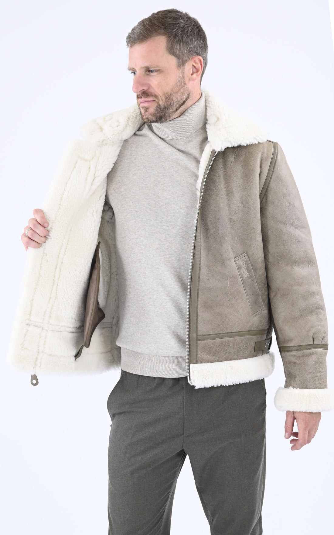 A "LC1259" Taupe Schott Bombardier Homme opened photo