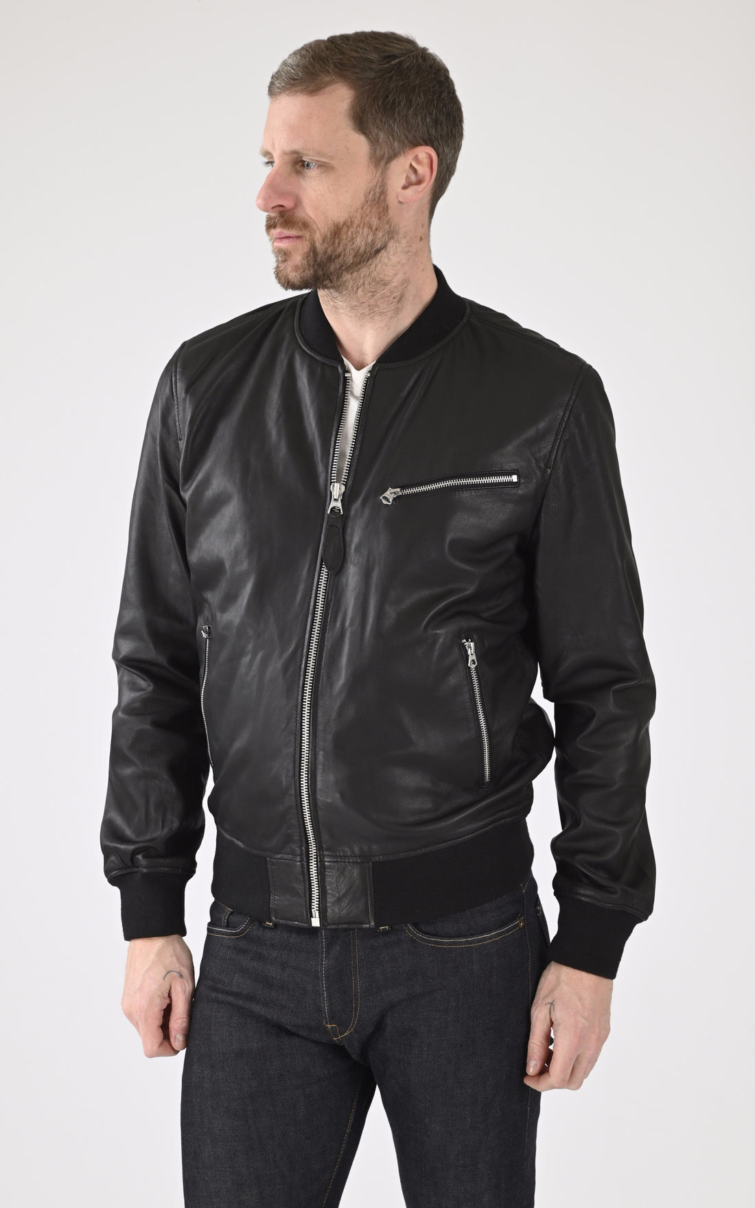 A "LC JEFFERSON" Noir Schott Blouson Homme opened photo