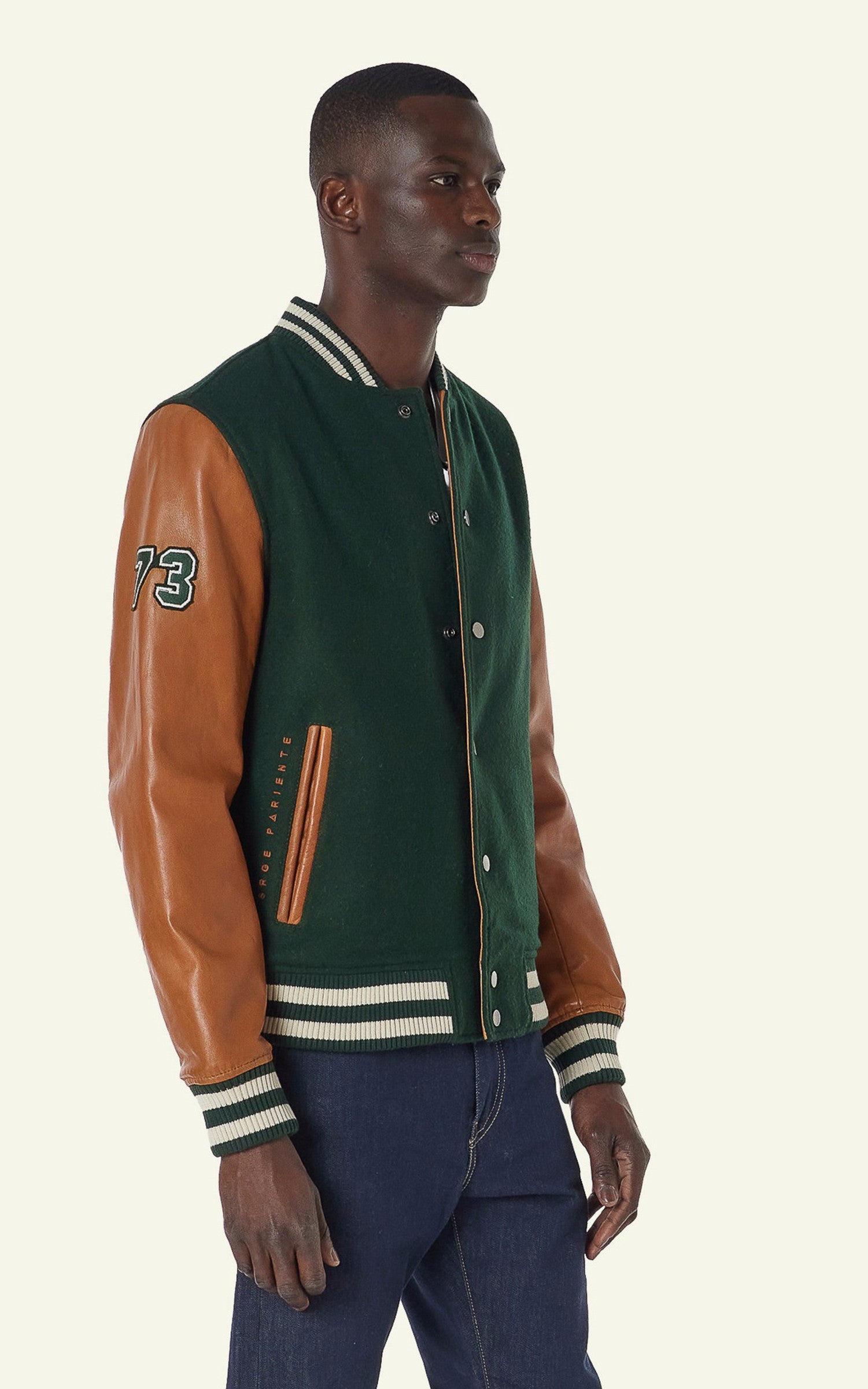A "VARSITY" Vert Serge Pariente Blouson Homme closed photo