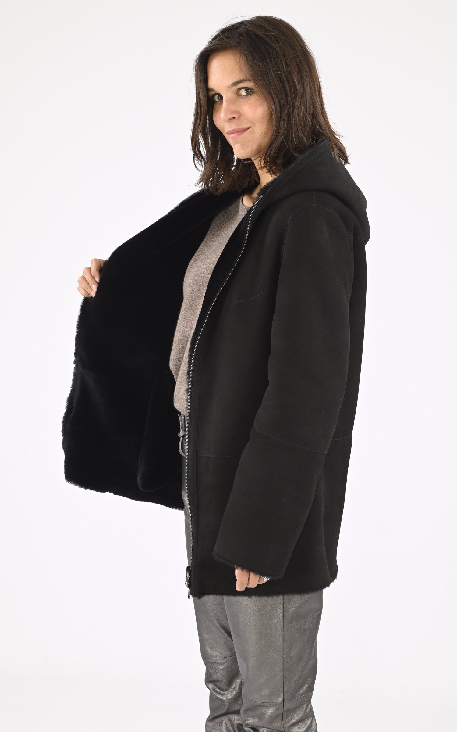 A "BASE 75" Noir La Canadienne Veste Femme interior photo 3