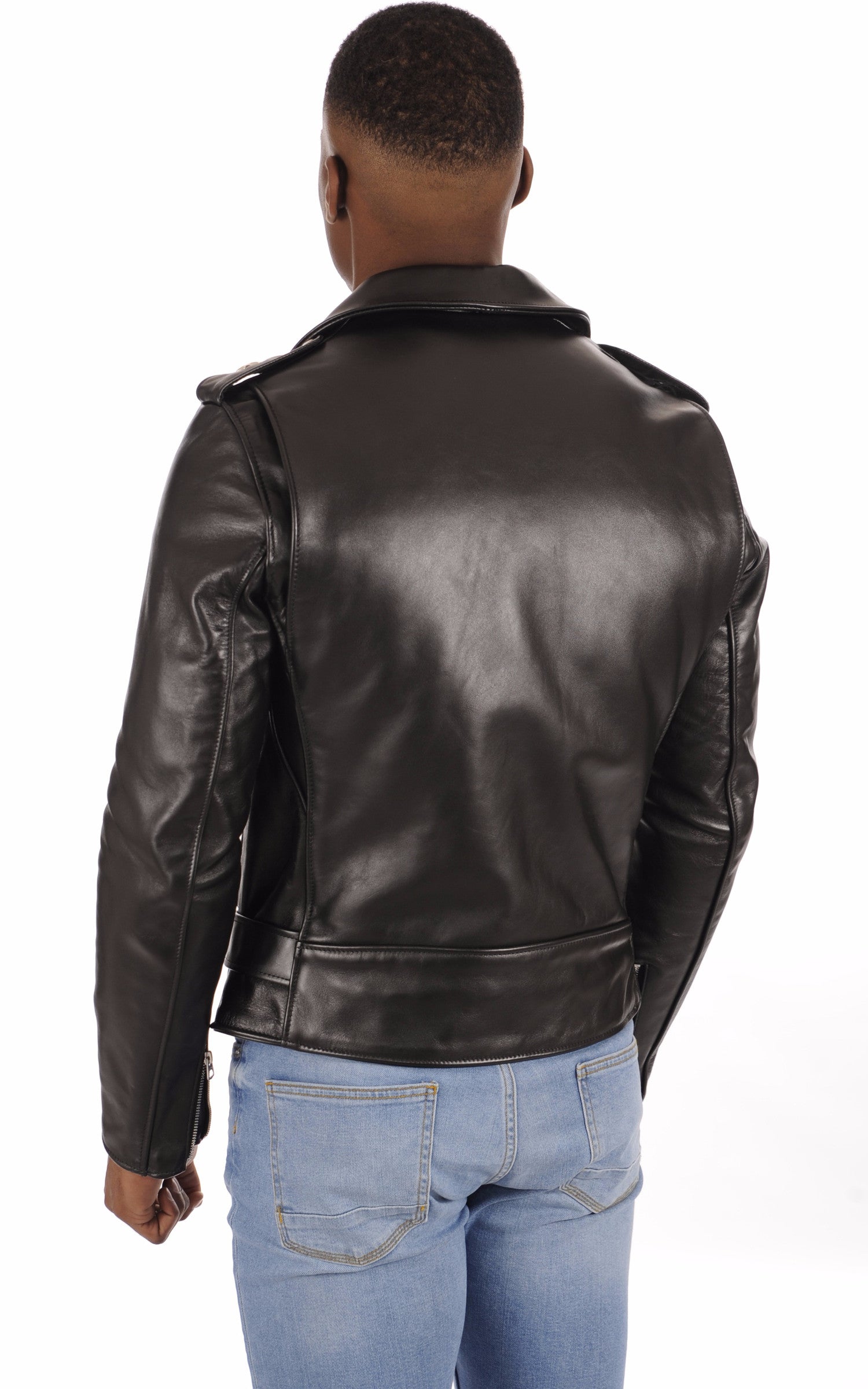 A "613SH" Noir Schott Perfecto Homme back photo