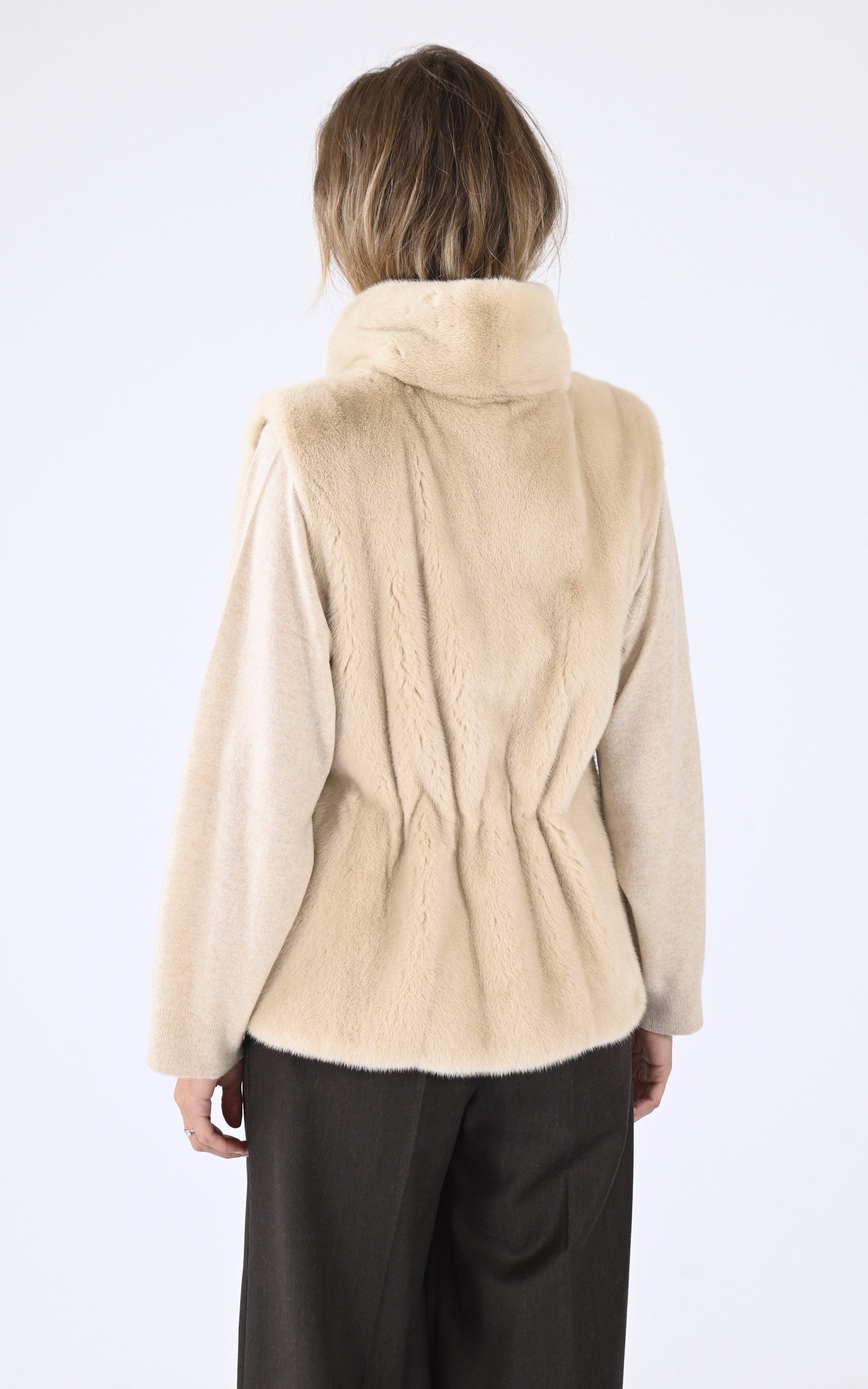 A "7038" Ecru Manakas Gilet Femme back photo 4