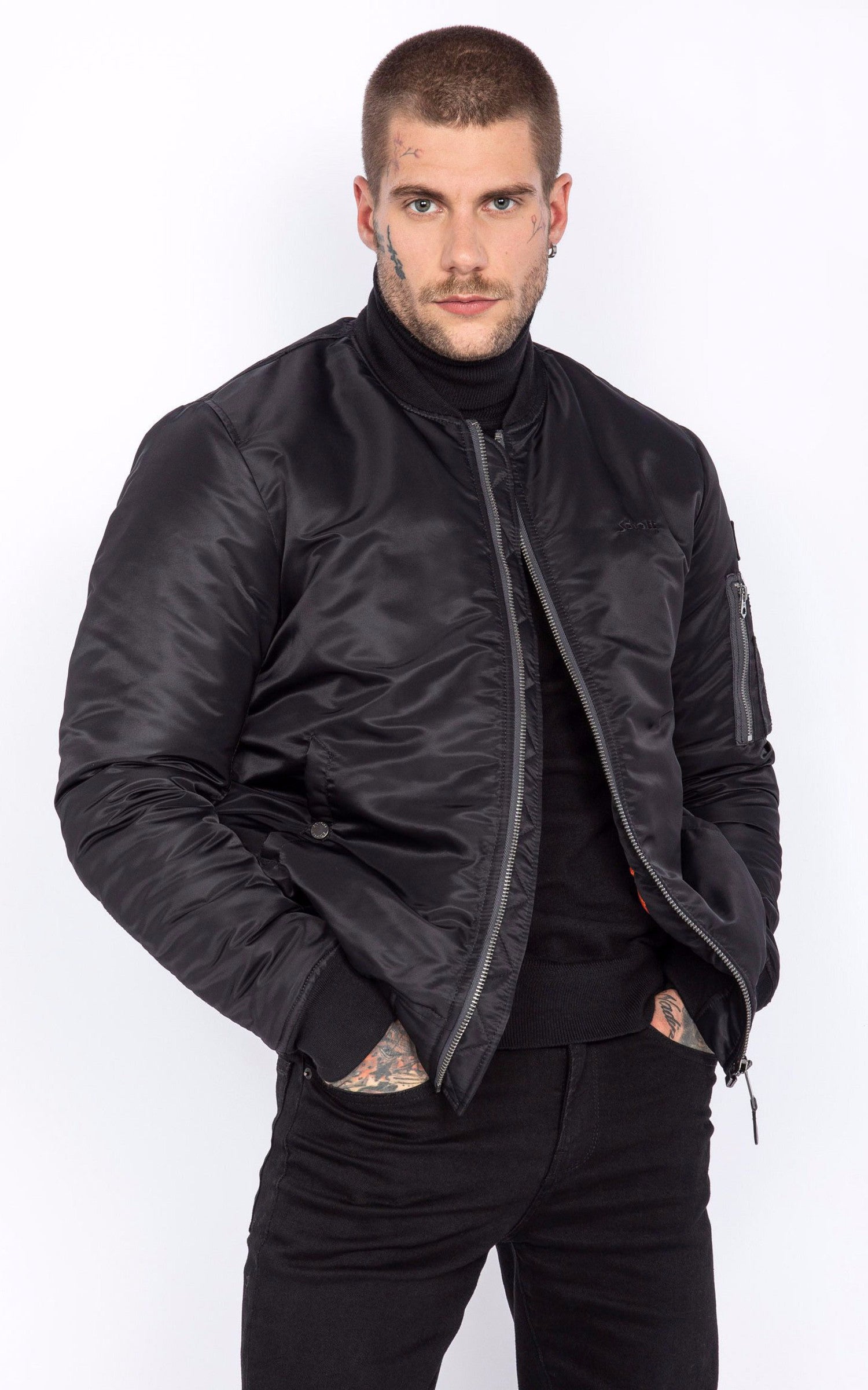 A "AIRFORCE RS" Noir Schott Blouson Homme closed photo