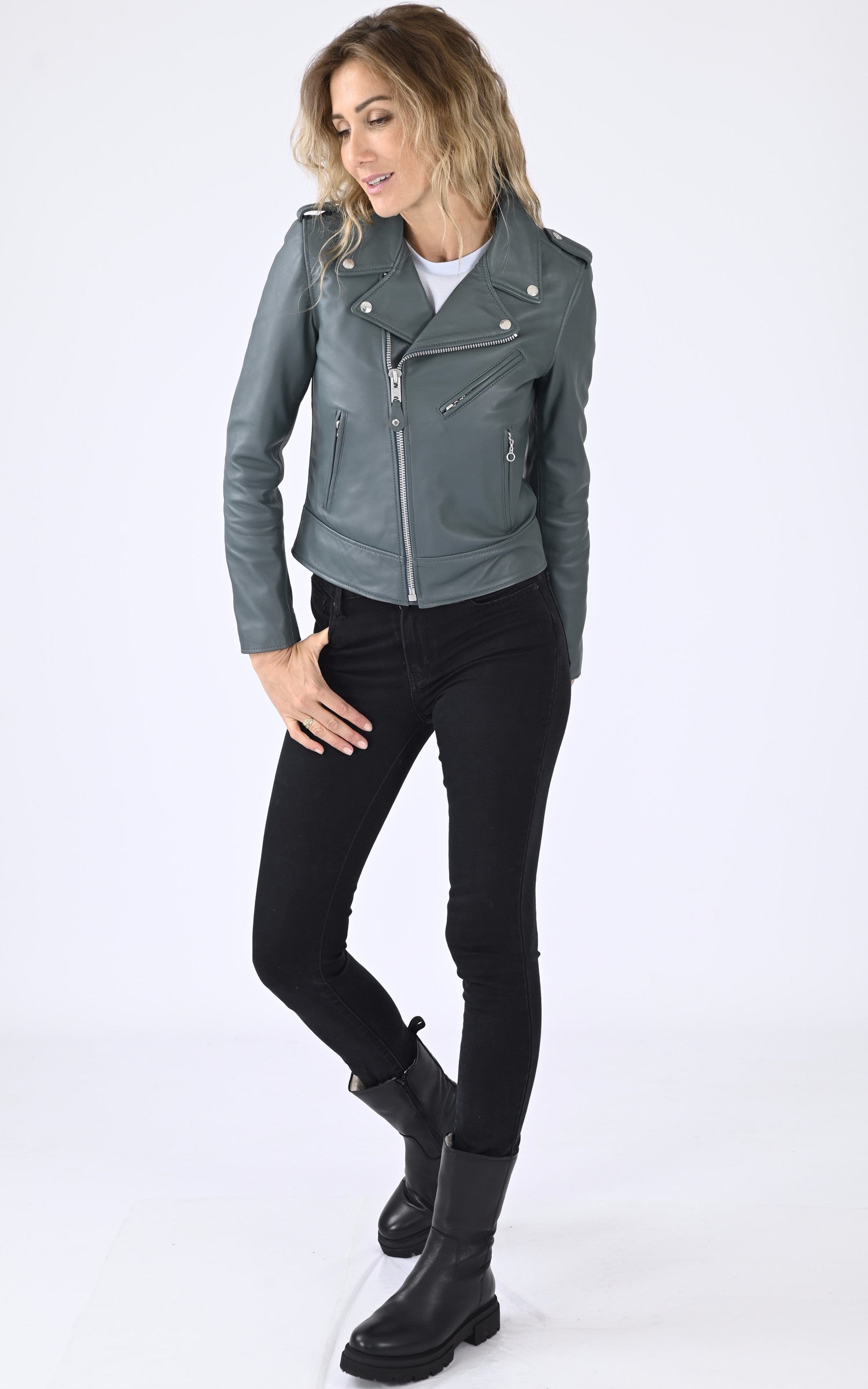 A "LCW1601D" Vert Schott Perfecto Femme closed photo