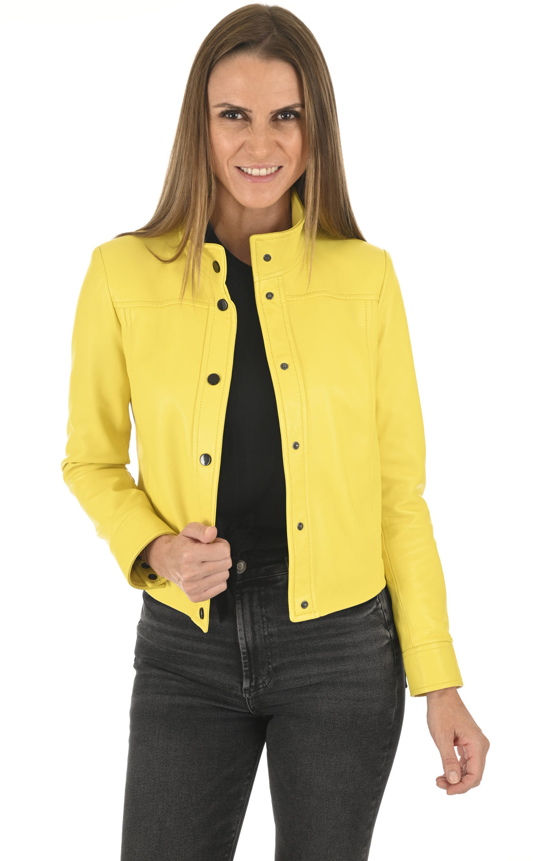 A "ADRIENNE FF" Jaune La Canadienne Veste Femme opened photo