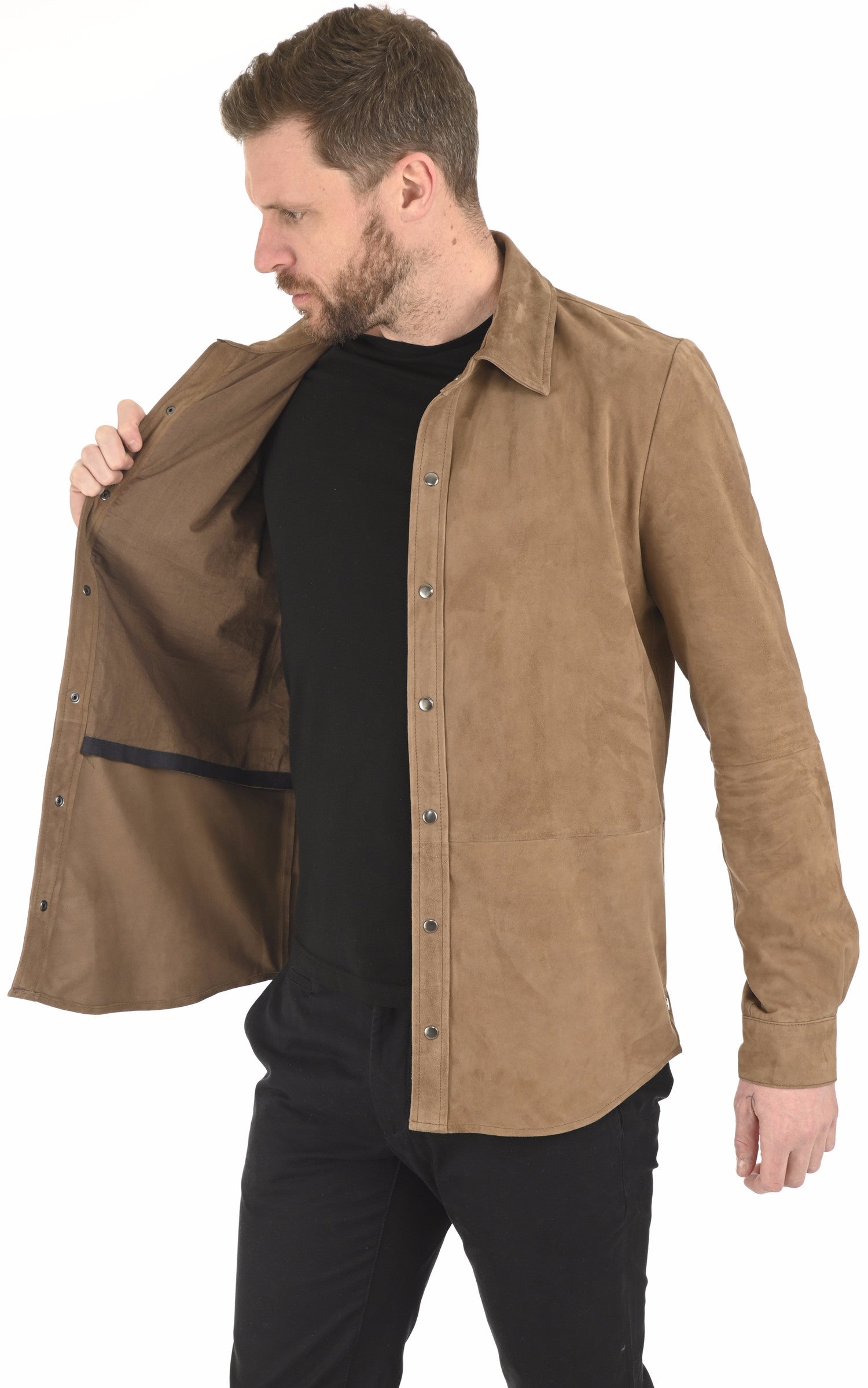 A "M001" Taupe Serge Pariente Chemise Homme interior photo 3