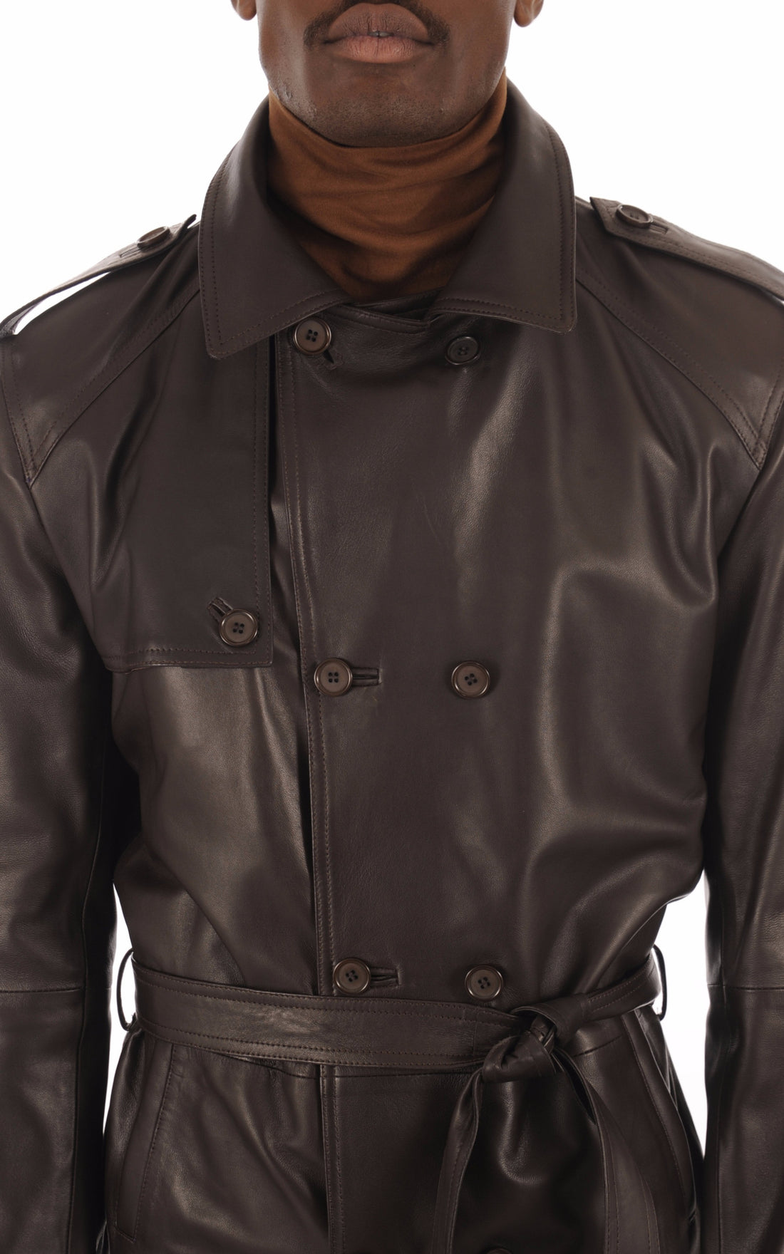 A "GEORGE BIS" Marron La Canadienne Manteau Homme opened photo