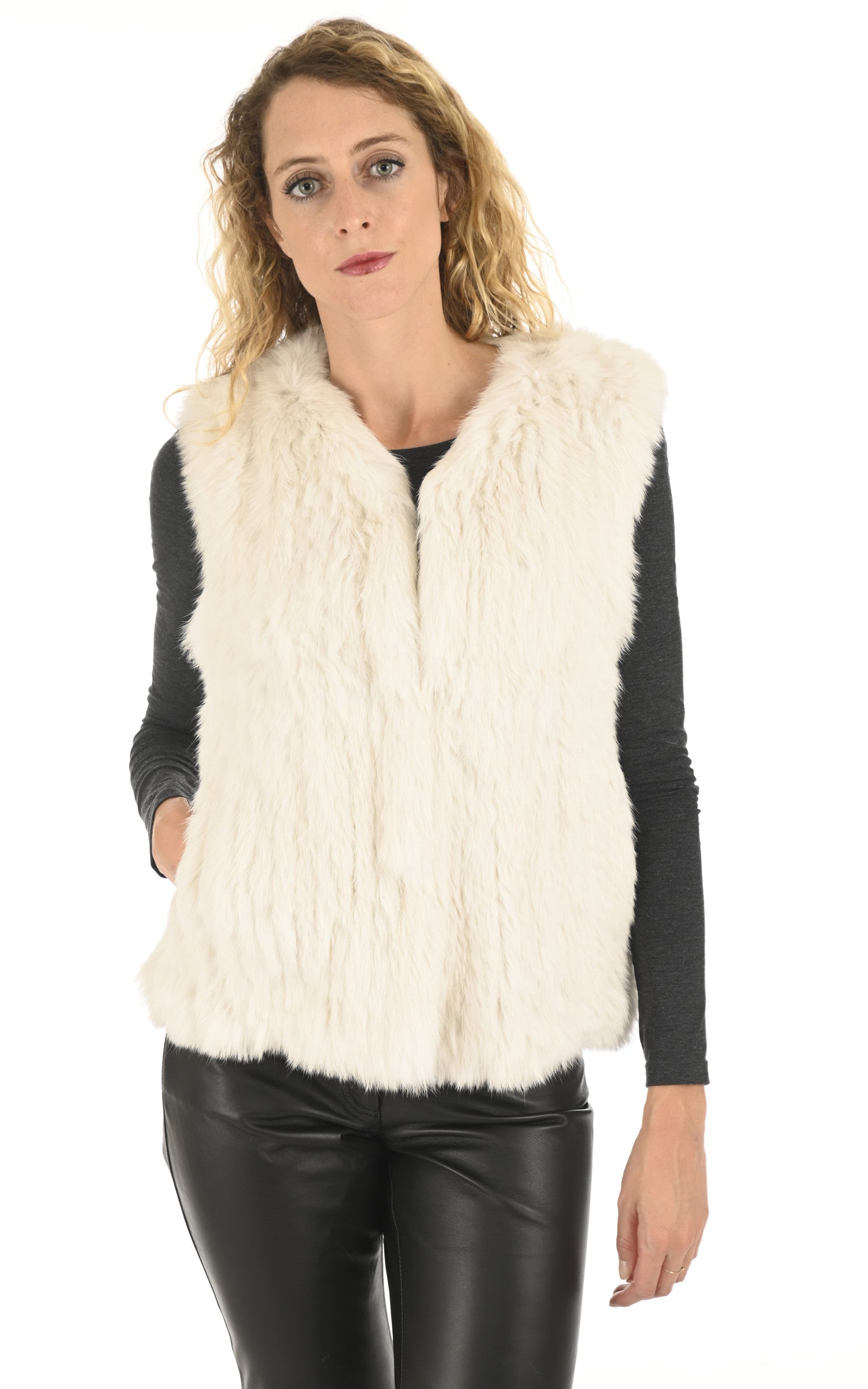 A "GILET 60" Blanc La Canadienne Veste Femme closed photo