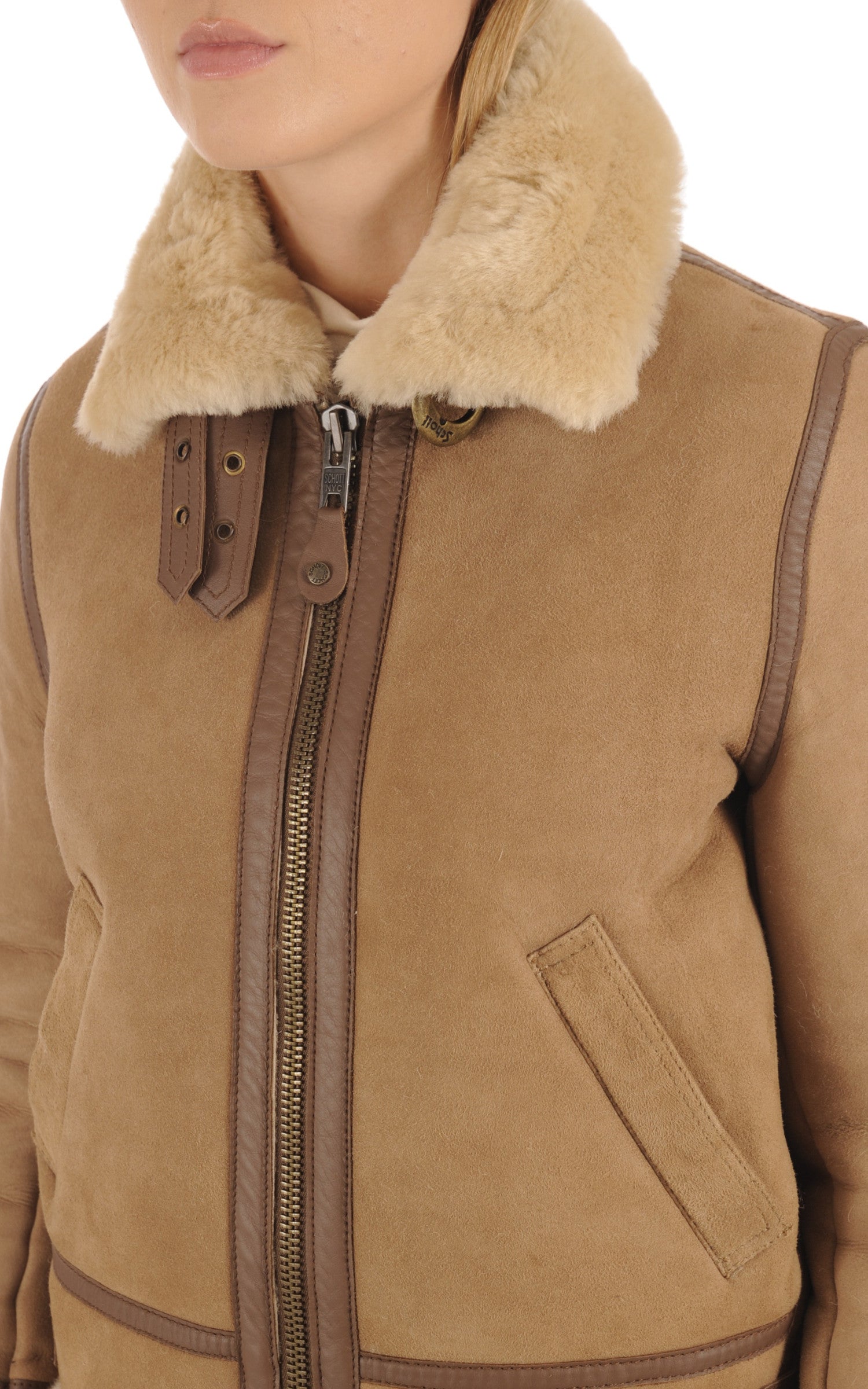A "LCW1255A" Camel Schott Bombardier Femme details photo