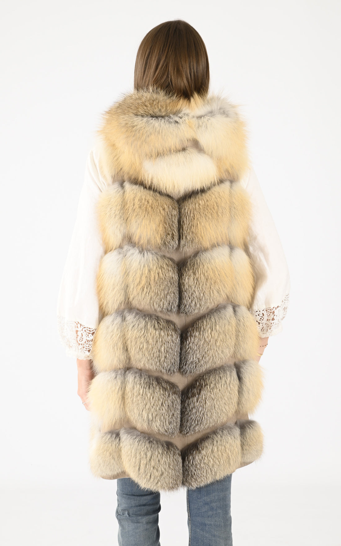 A "1619 86 CM" Beige Manakas Gilet Femme opened photo