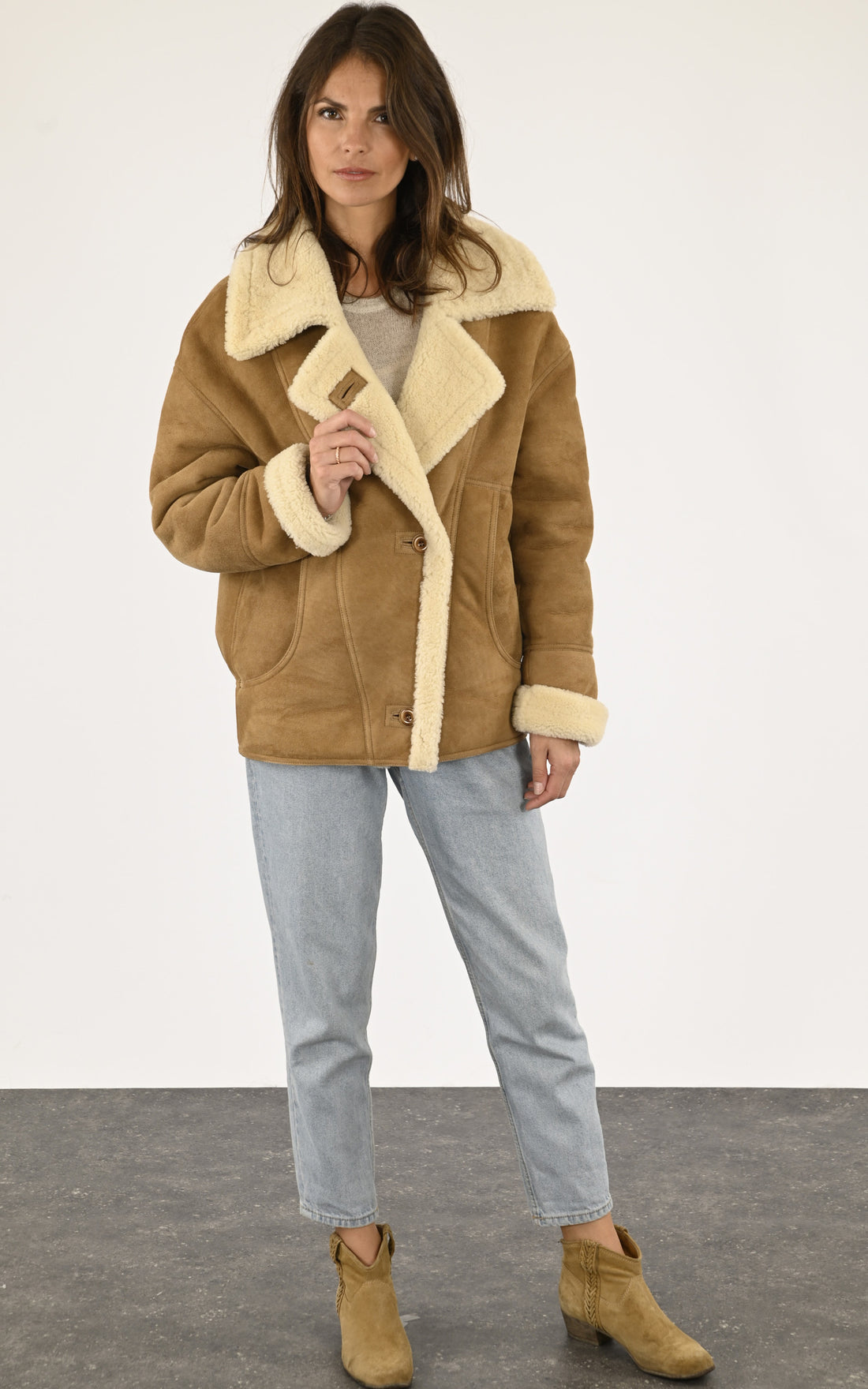 A "CORALIE" Camel La Canadienne Veste Femme closed photo