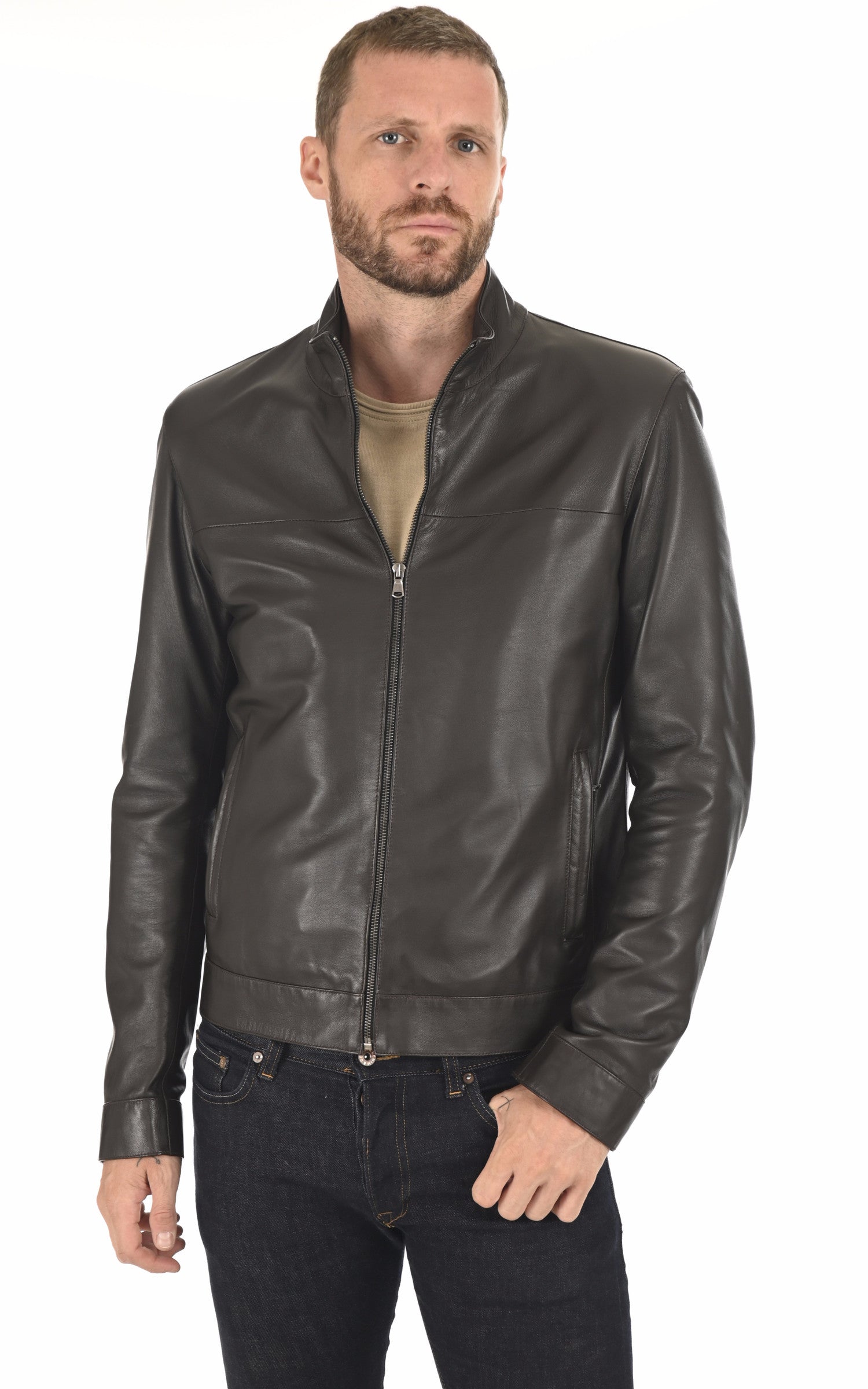 A "MILOS" Marron La Canadienne Blouson Homme closed photo