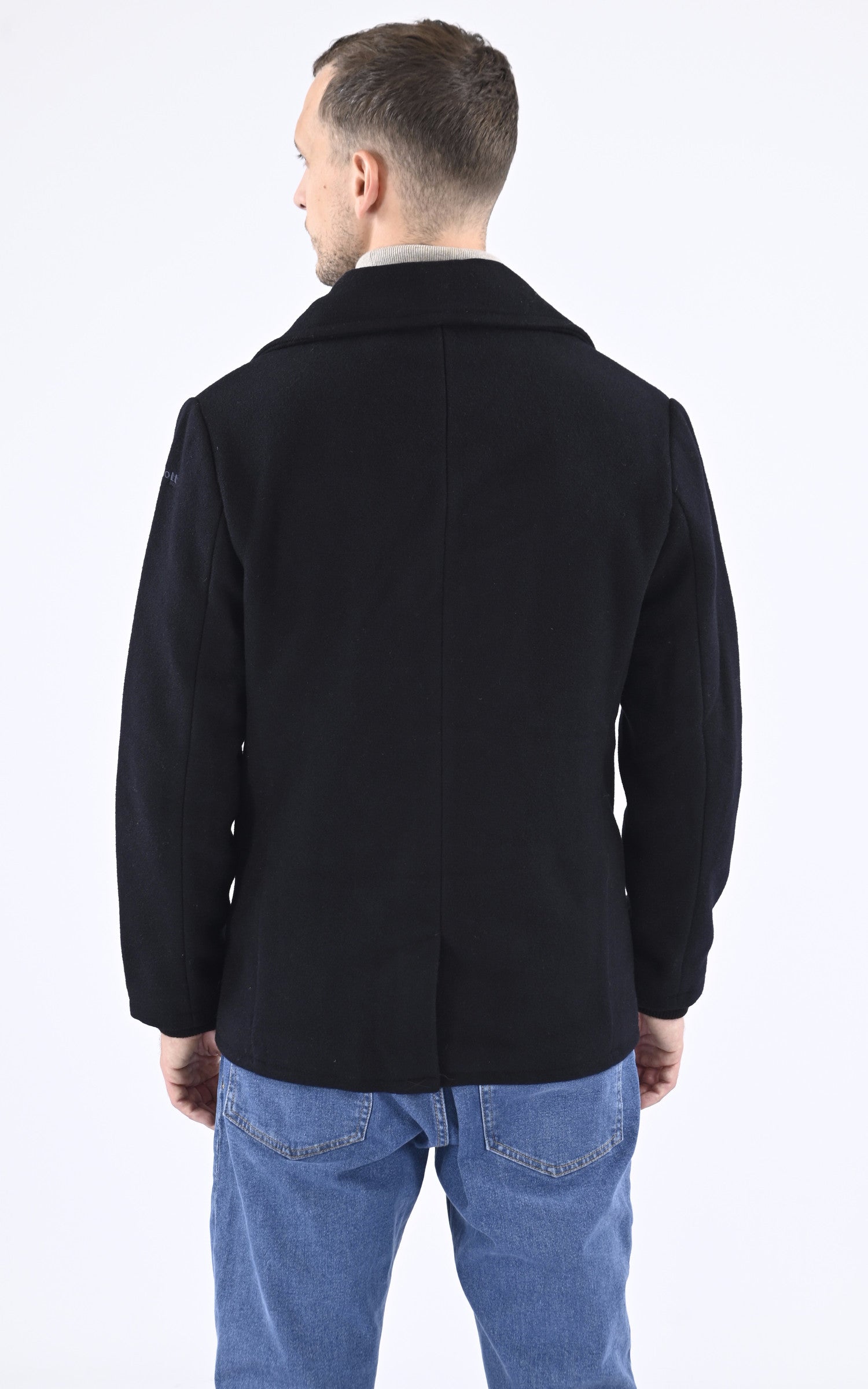 A "SEACOAT" Bleu Marine Schott Caban Homme back photo